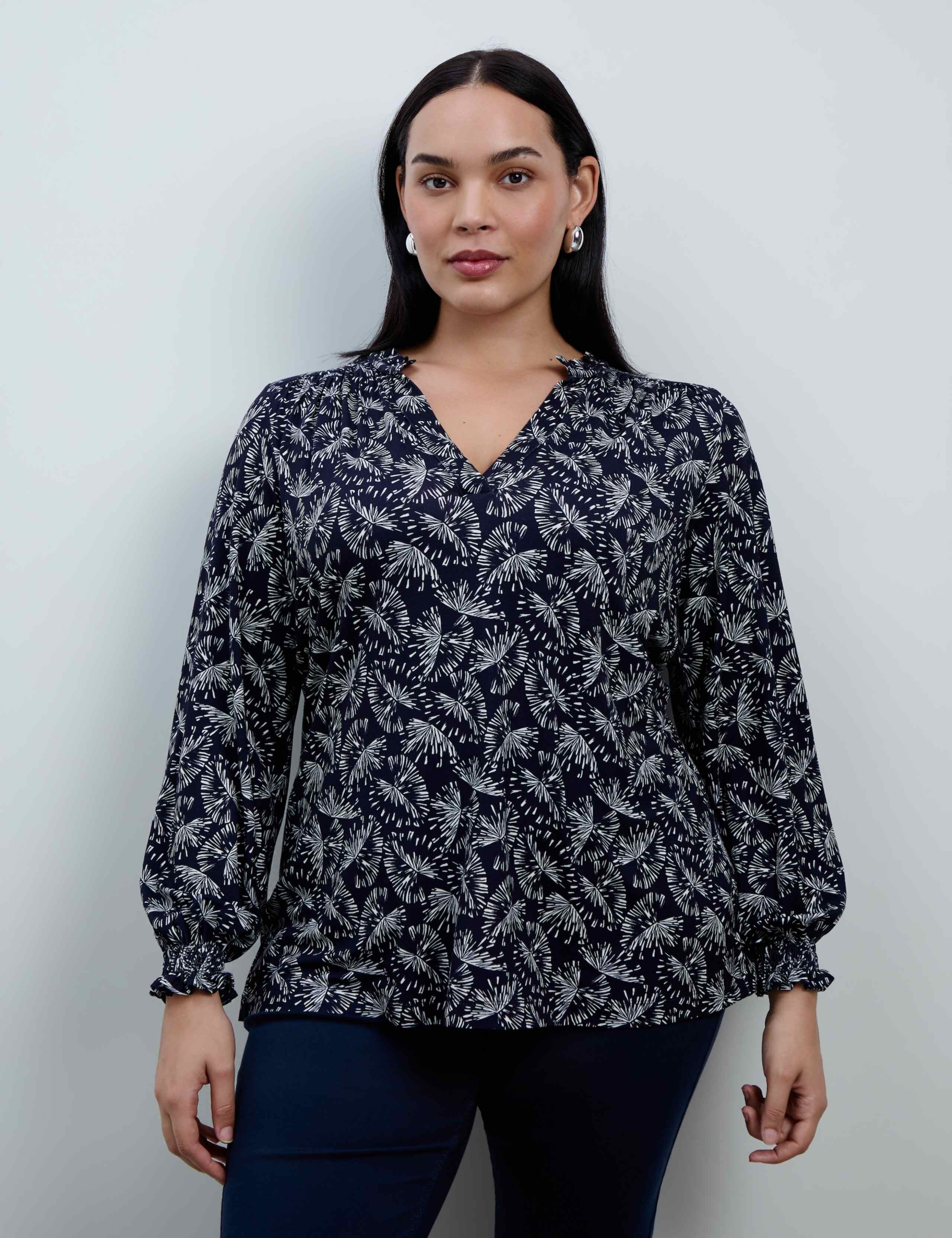 Printed Notch Neck Blouse