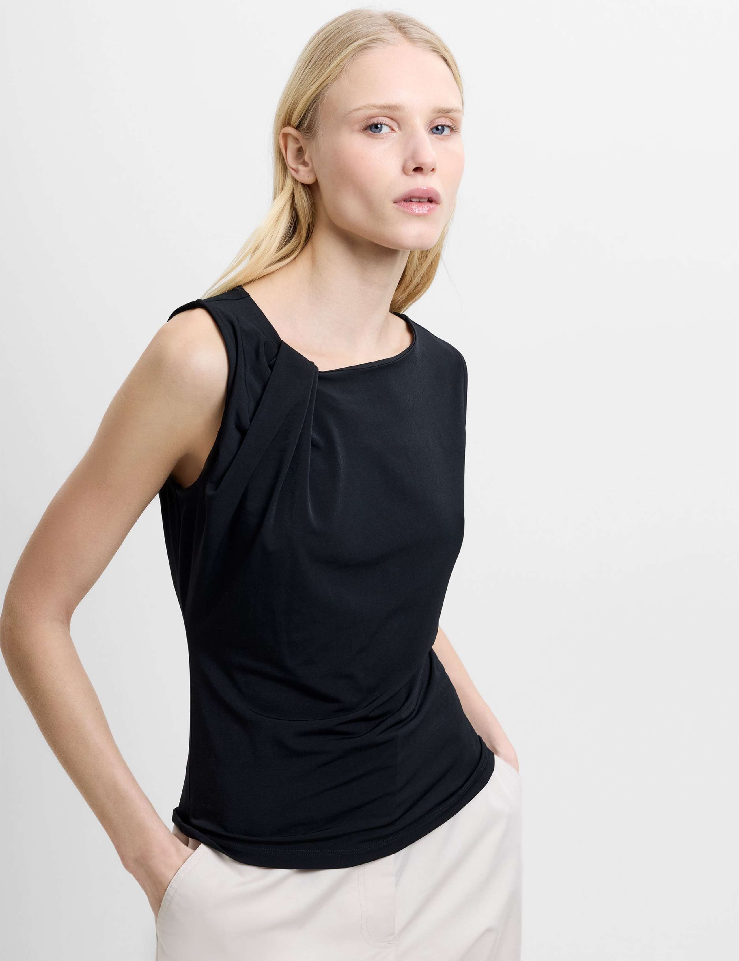 Jersey Asymmetric Neck Top