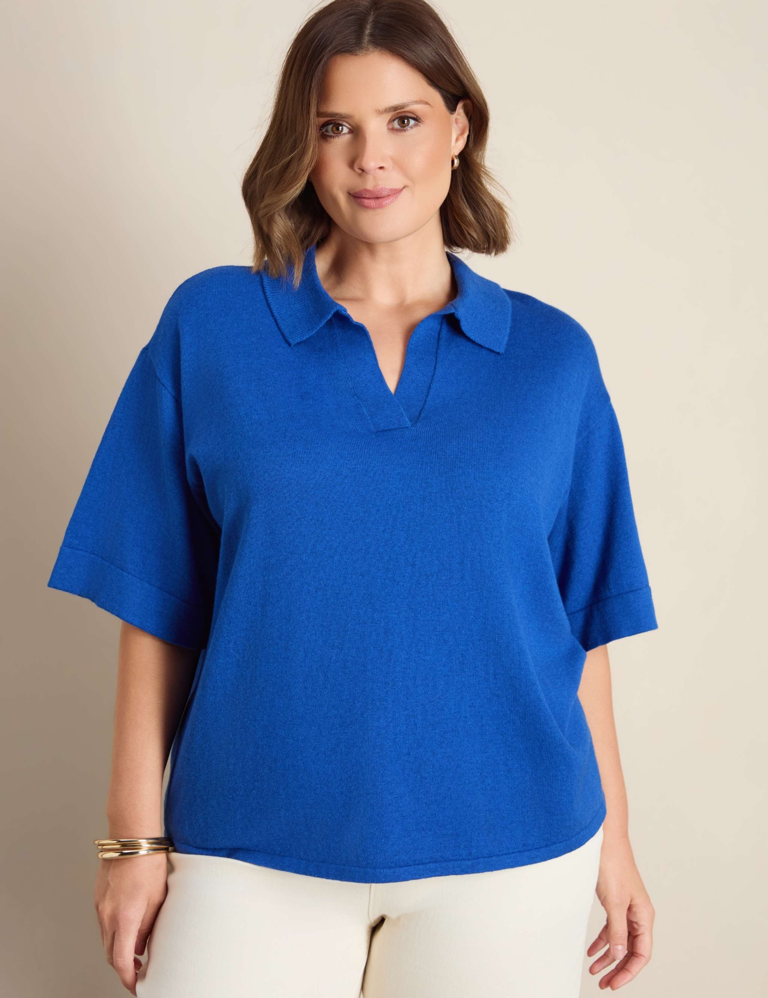 Cotton Rich Polo Neck Jumper with Wool