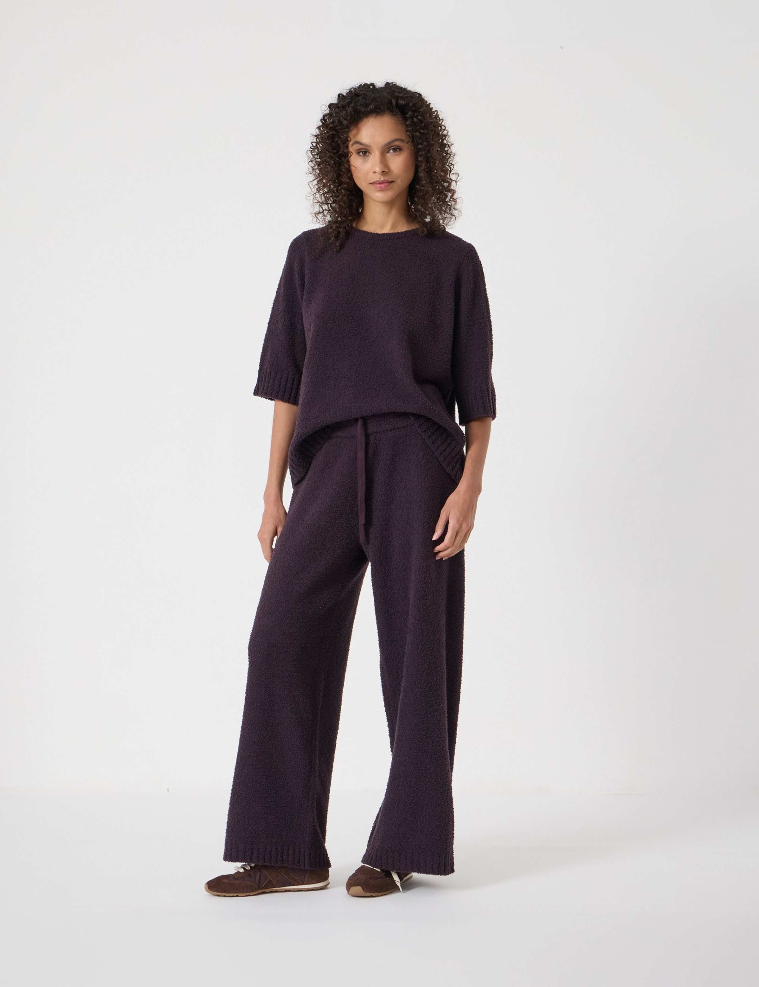 Textured Wide Leg Trousers