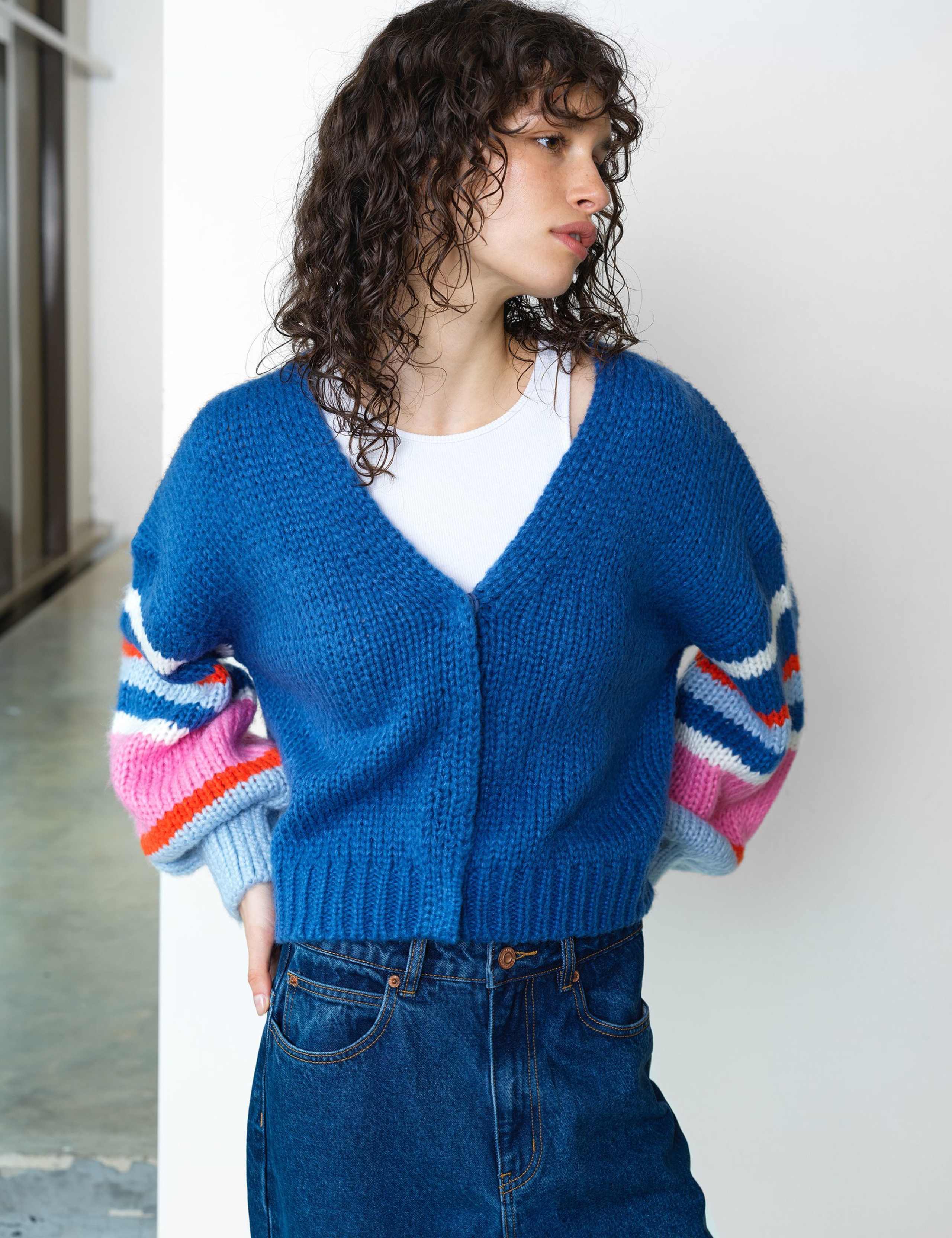 Ribbed V-Neck Cardigan