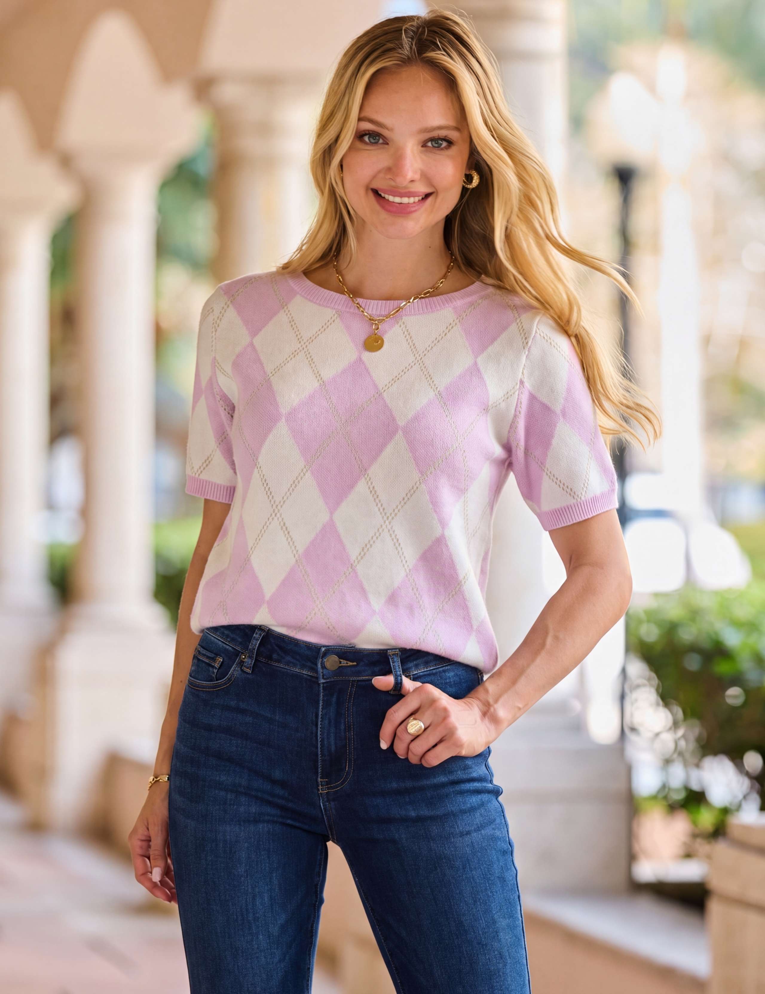 Argyle Knitted Top
