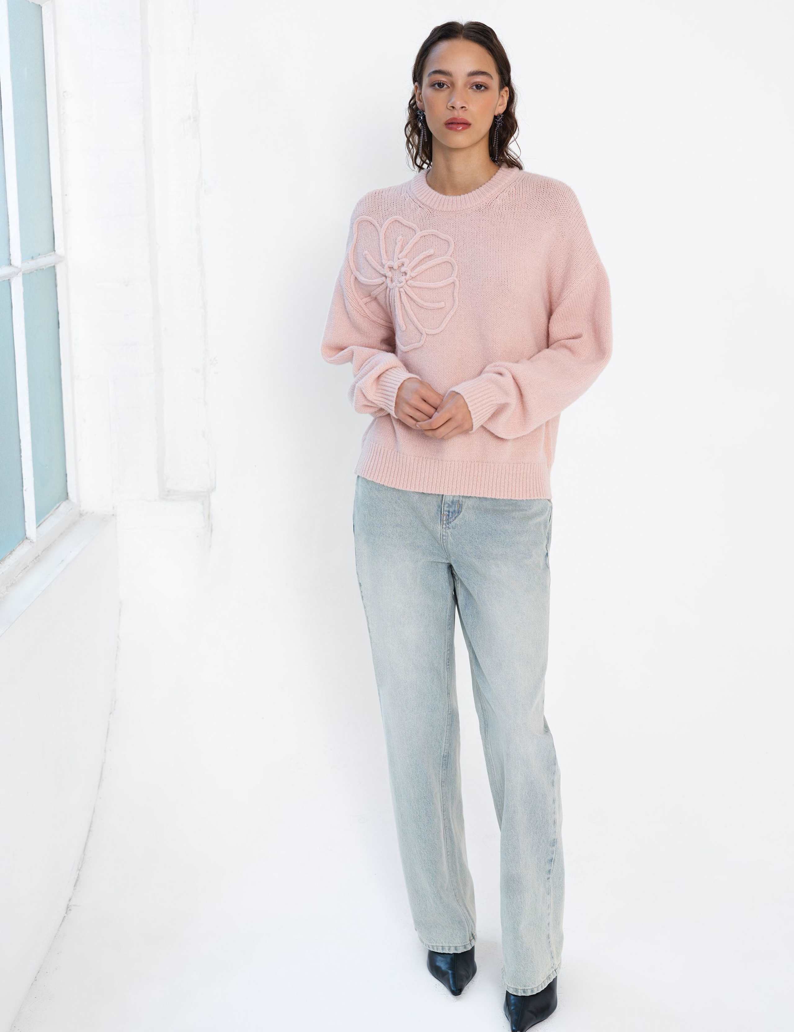 Textured Crew Neck Jumper