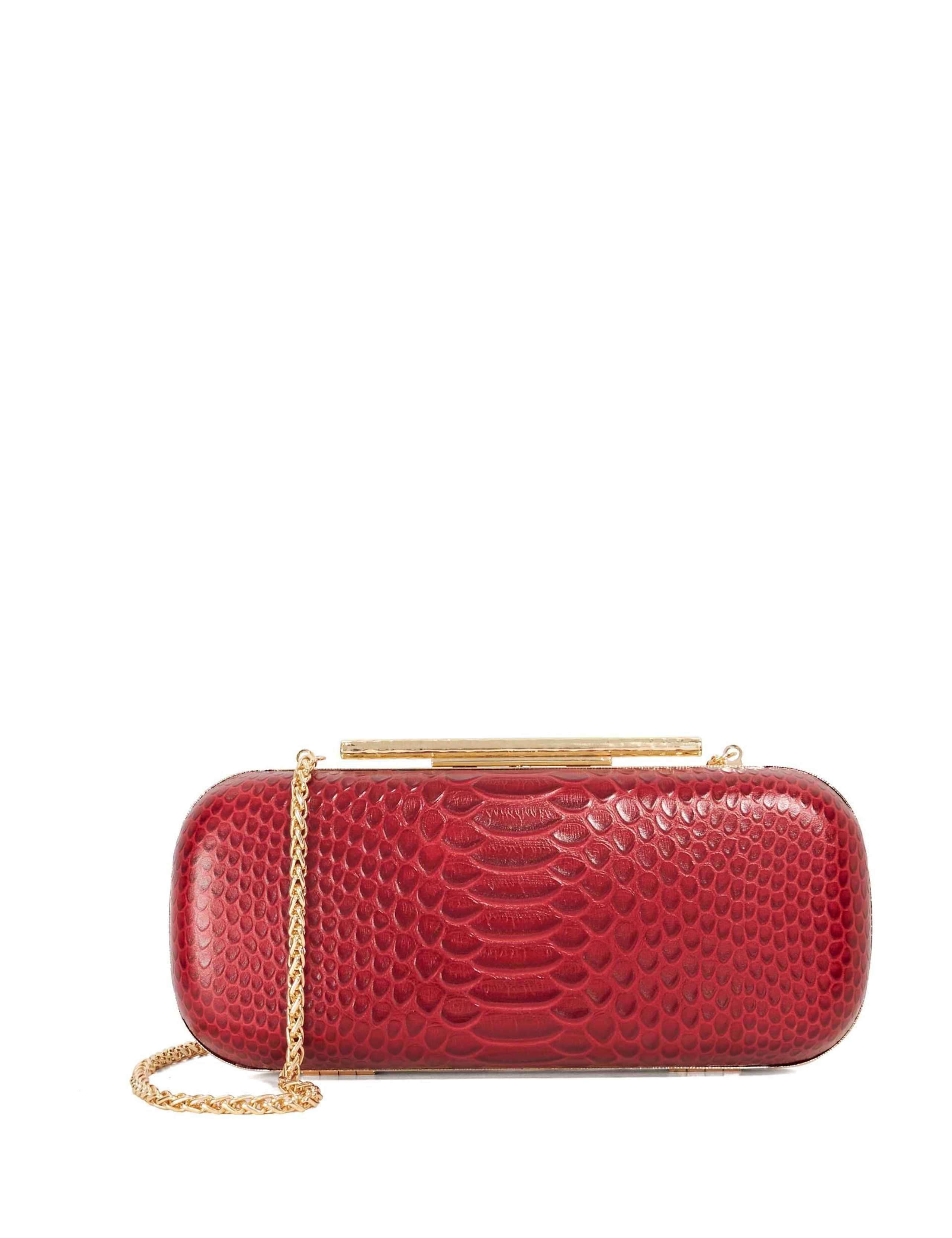 Leather Croc Effect Oval Hard Clutch Bag