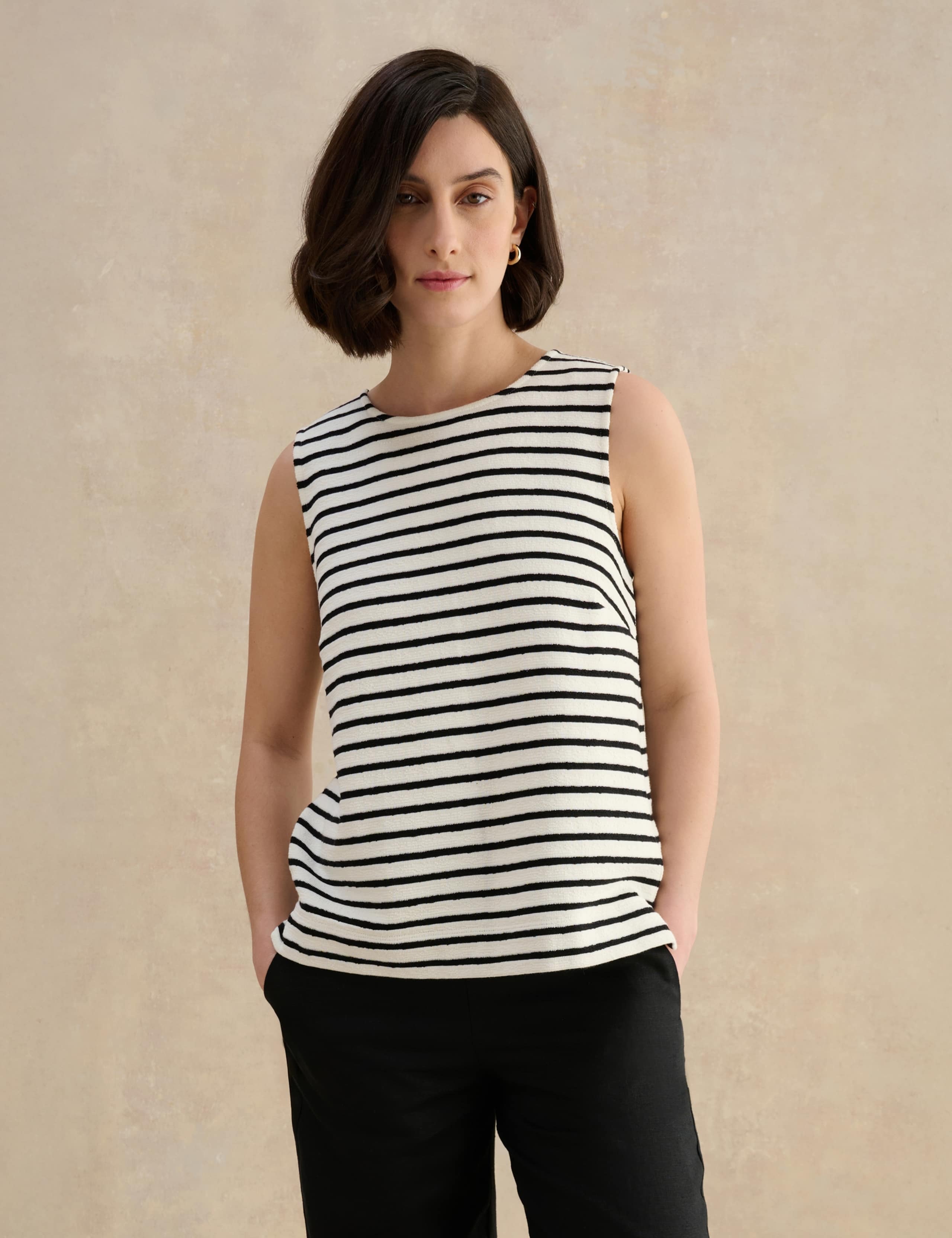 Pure Cotton Striped Knitted Vest