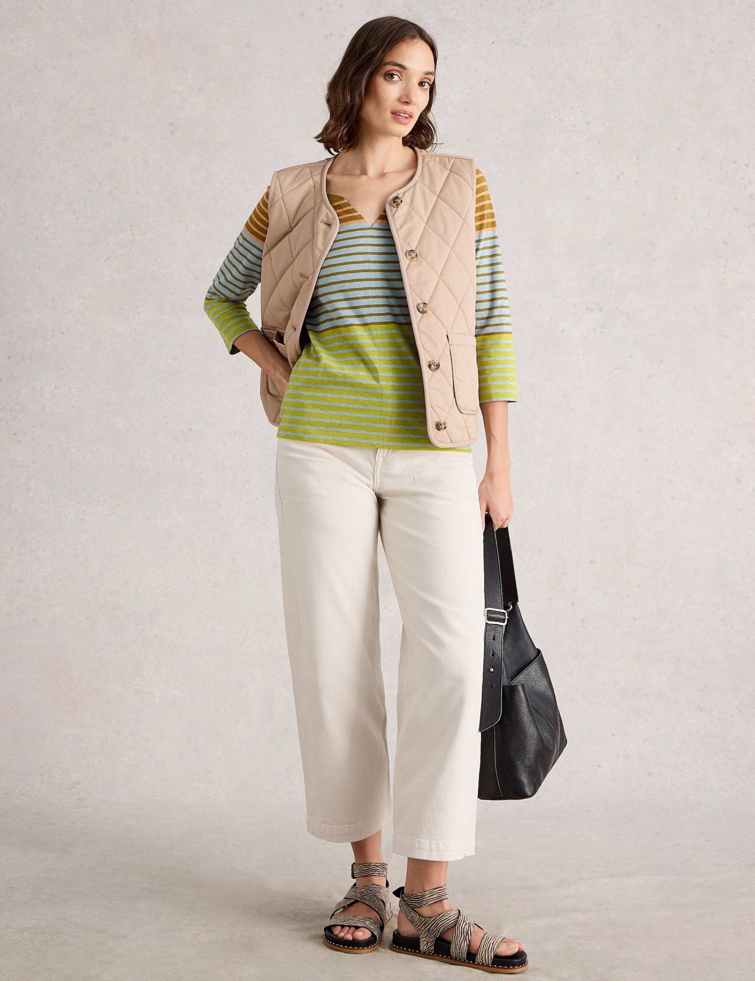 Pure Cotton Striped V-Neck Top