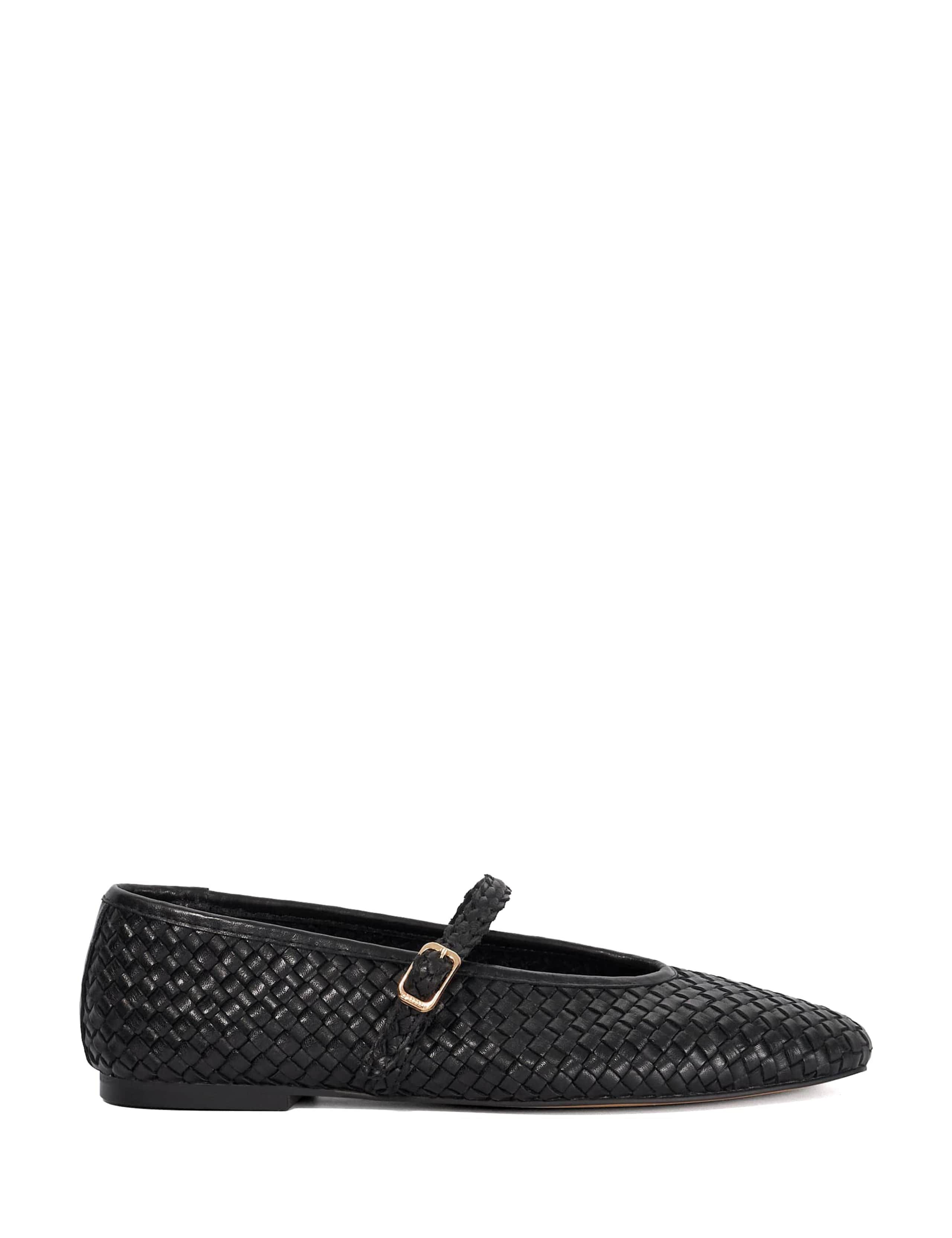 Leather Woven Mary Jane Ballet Pumps