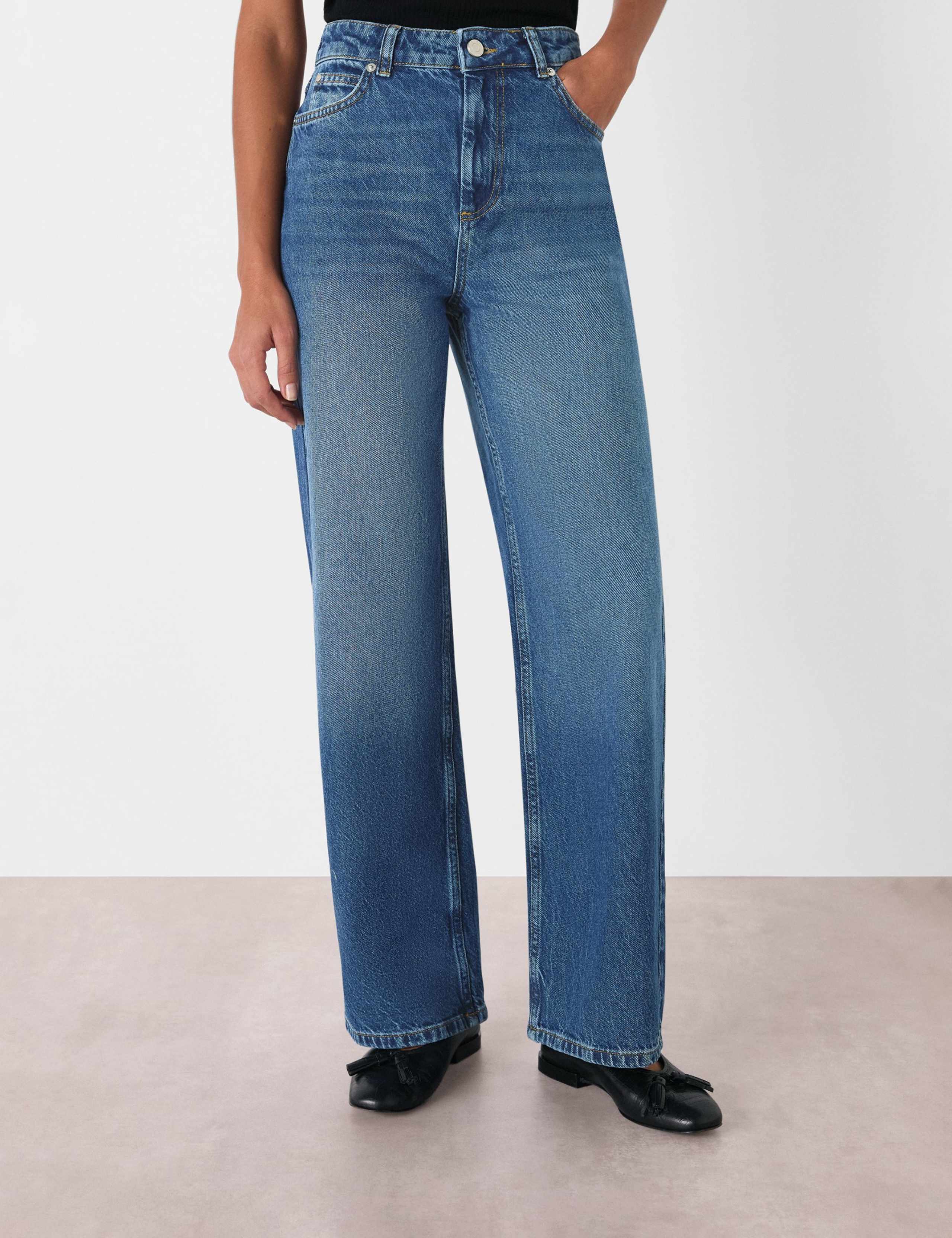 High Waisted Straight Leg Jeans