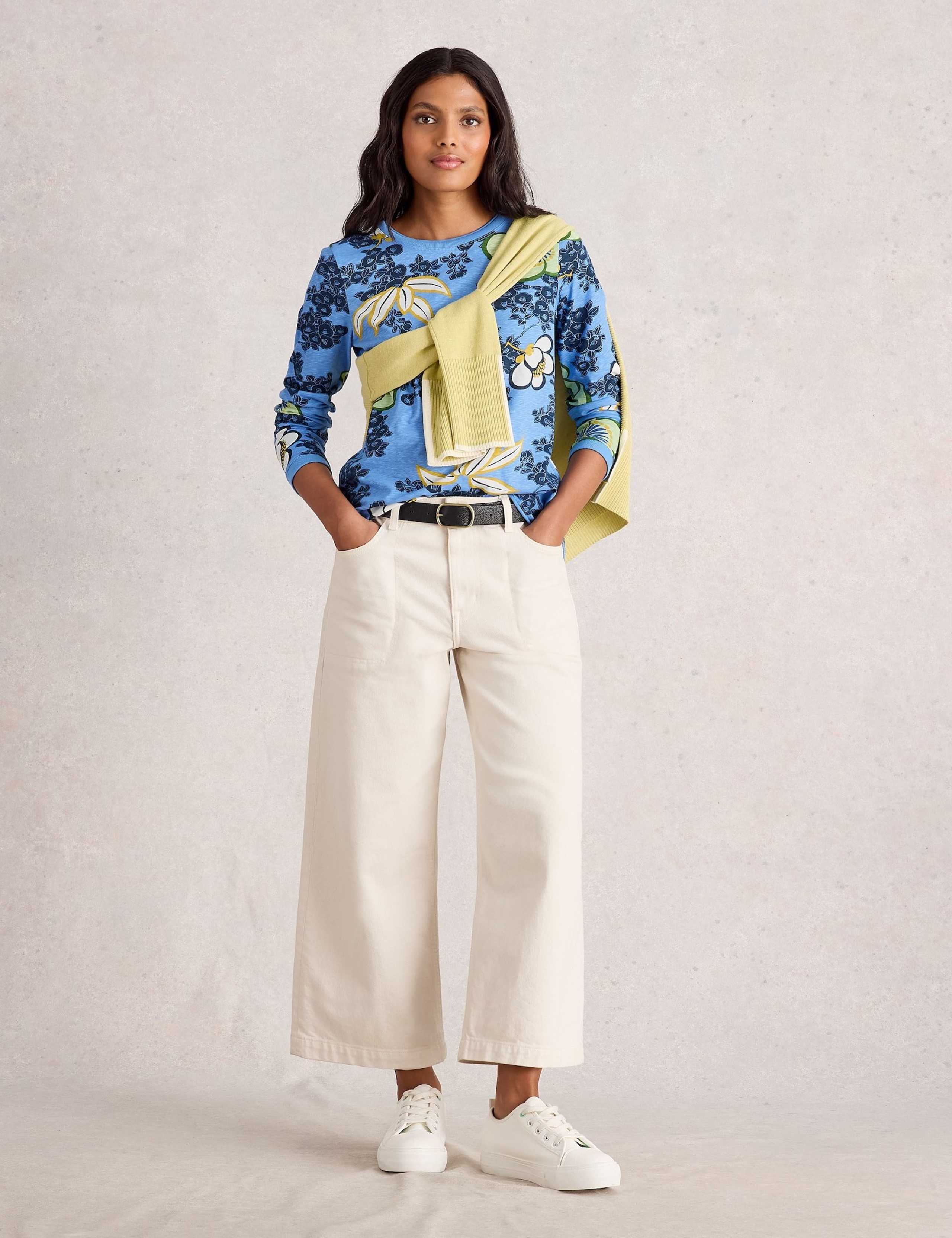 Pure Cotton Printed Crew Neck Top