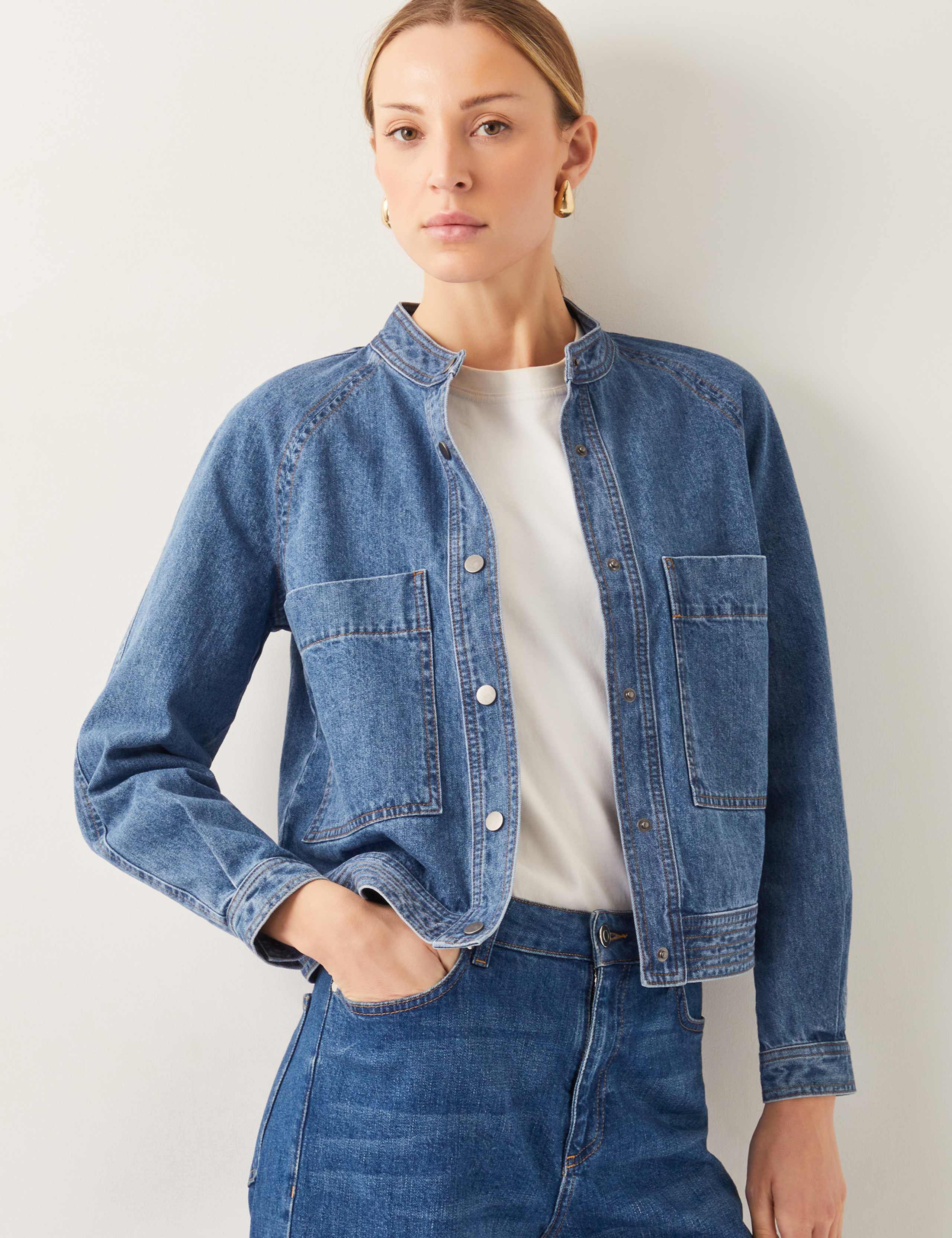 Pure Cotton Denim Bomber Jacket