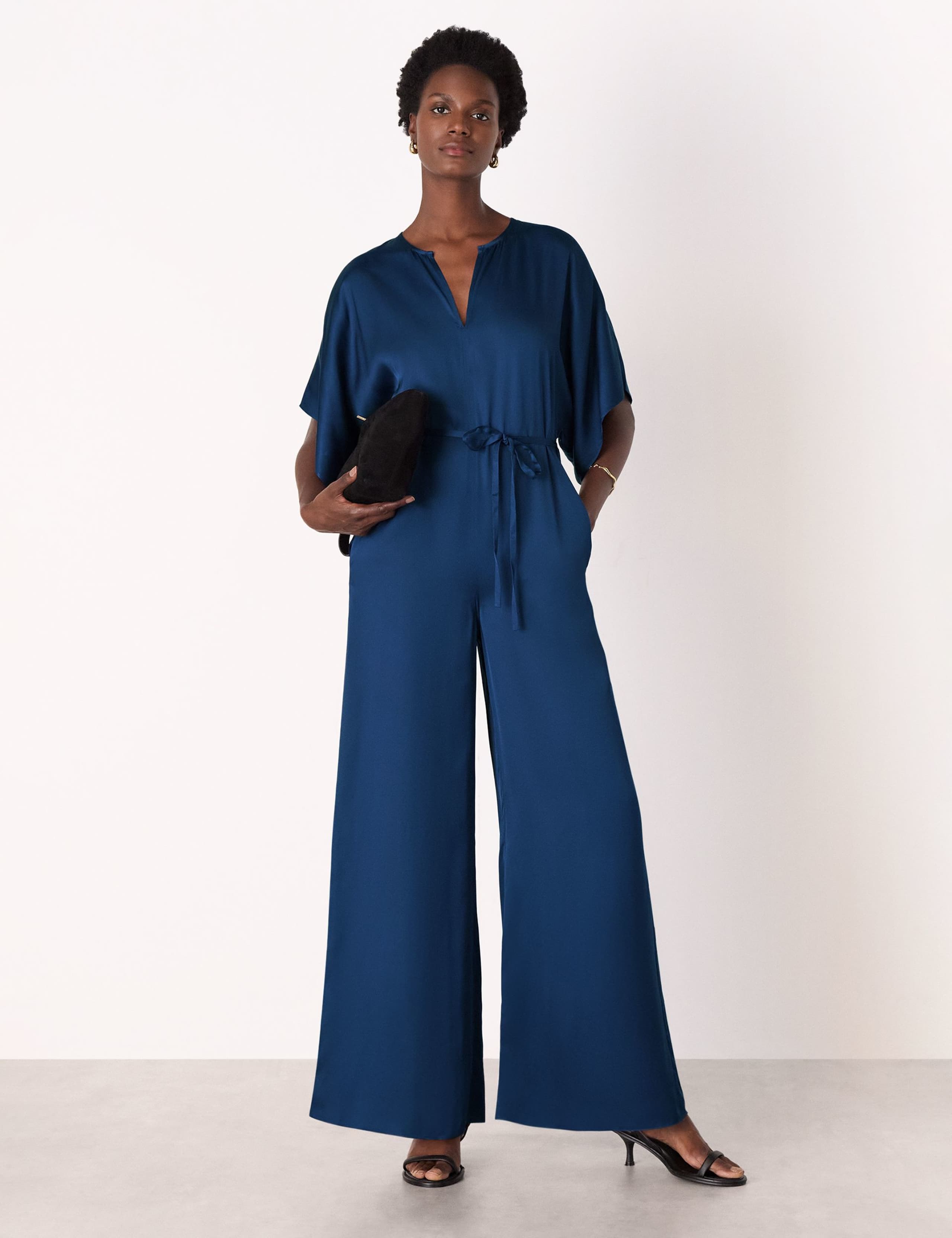 Satin Short Sleeve Jumpsuit