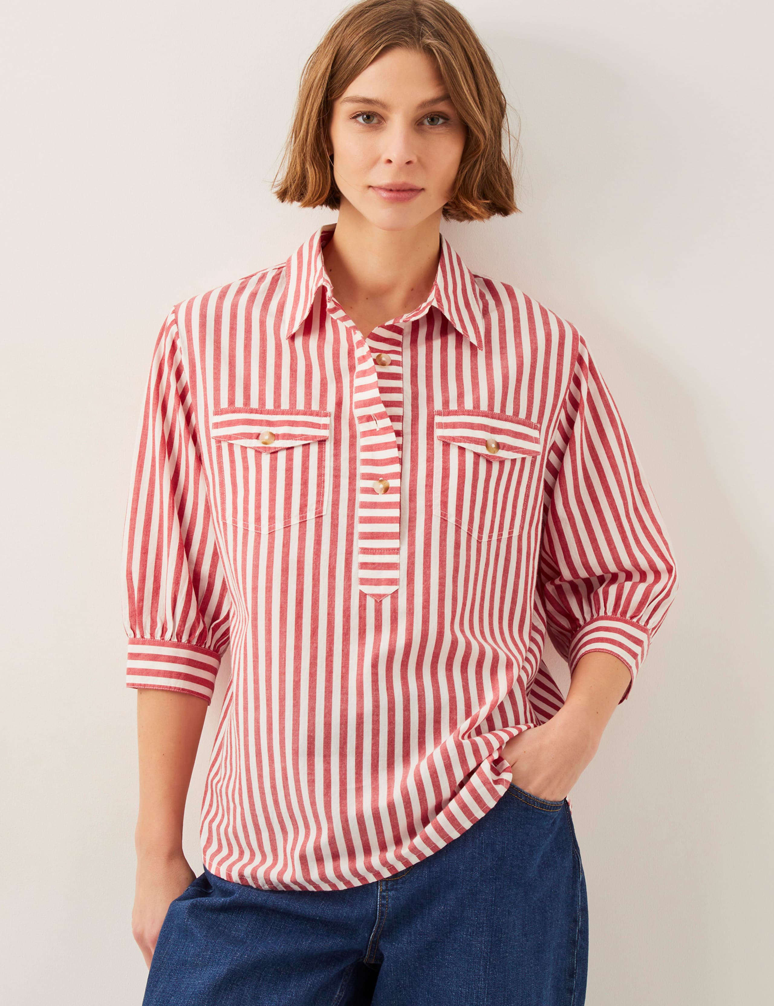Pure Cotton Striped Collared Shirt