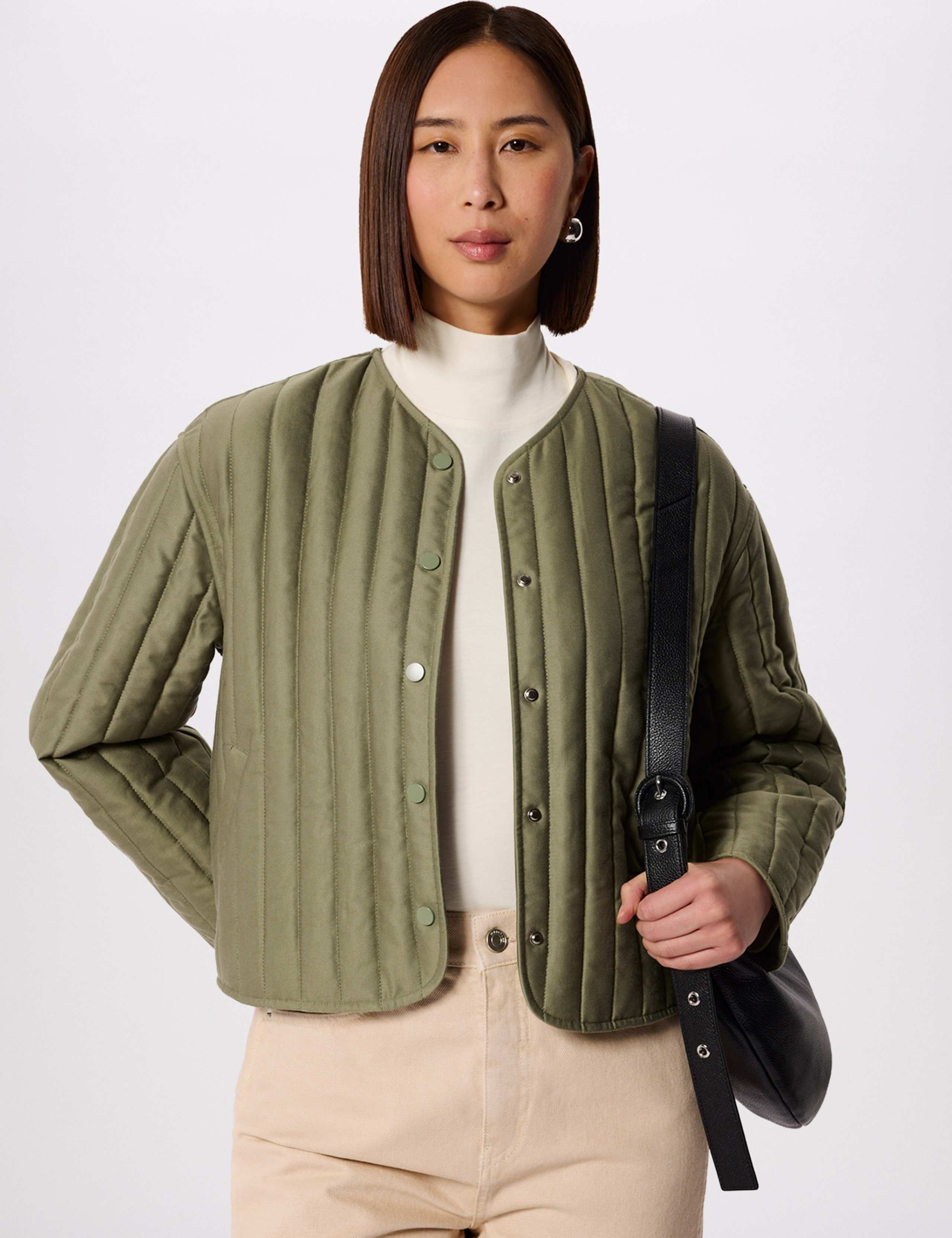 Quilted Collarless Jacket