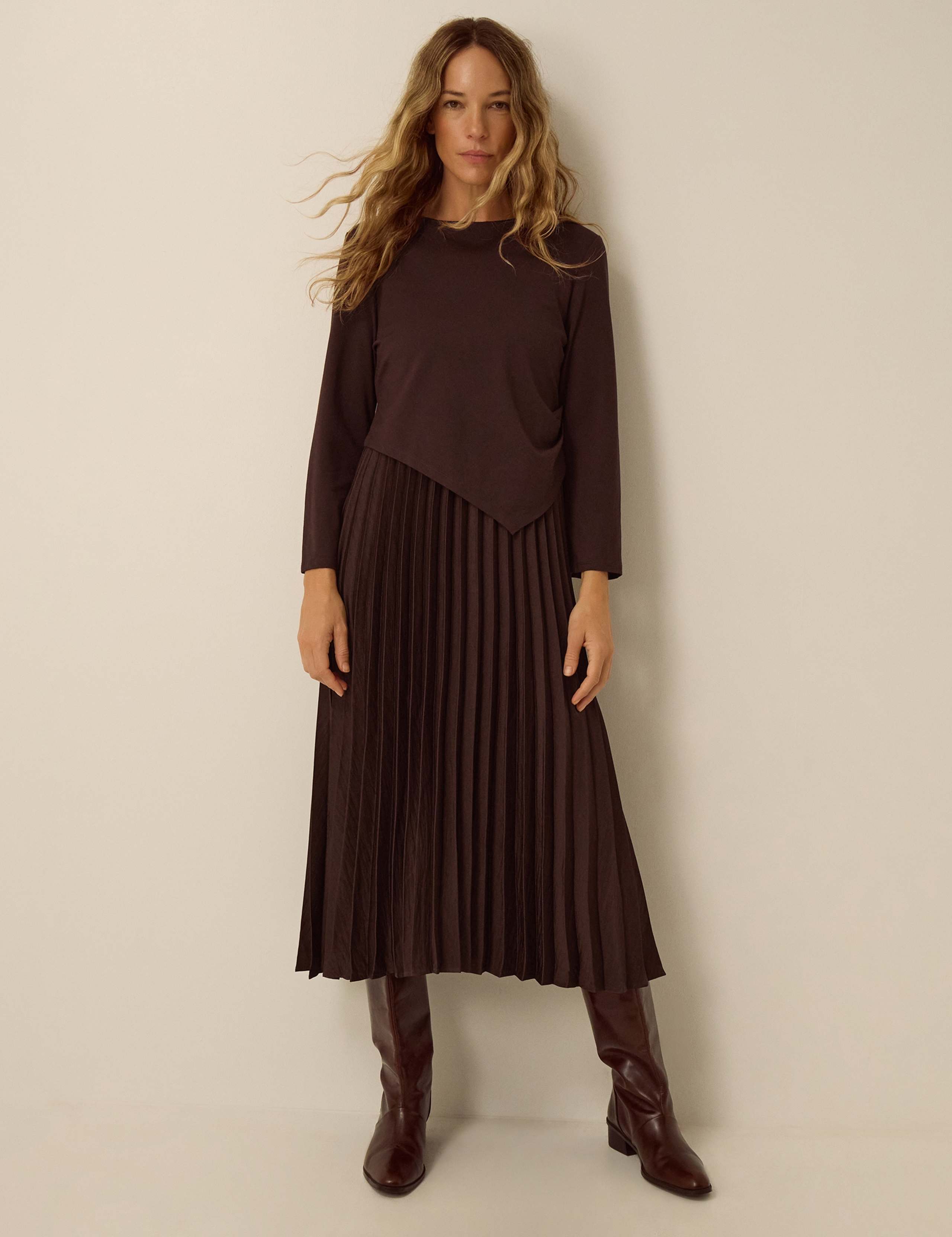 Pleated Midi Skater Dress