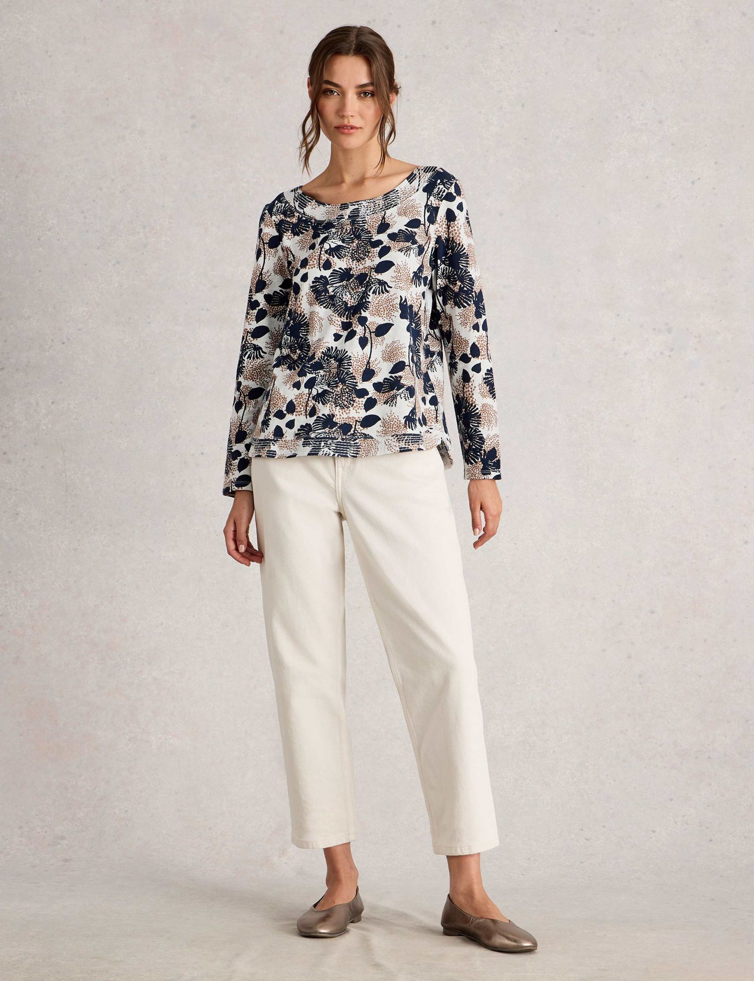 Pure Cotton Leaf Print Top