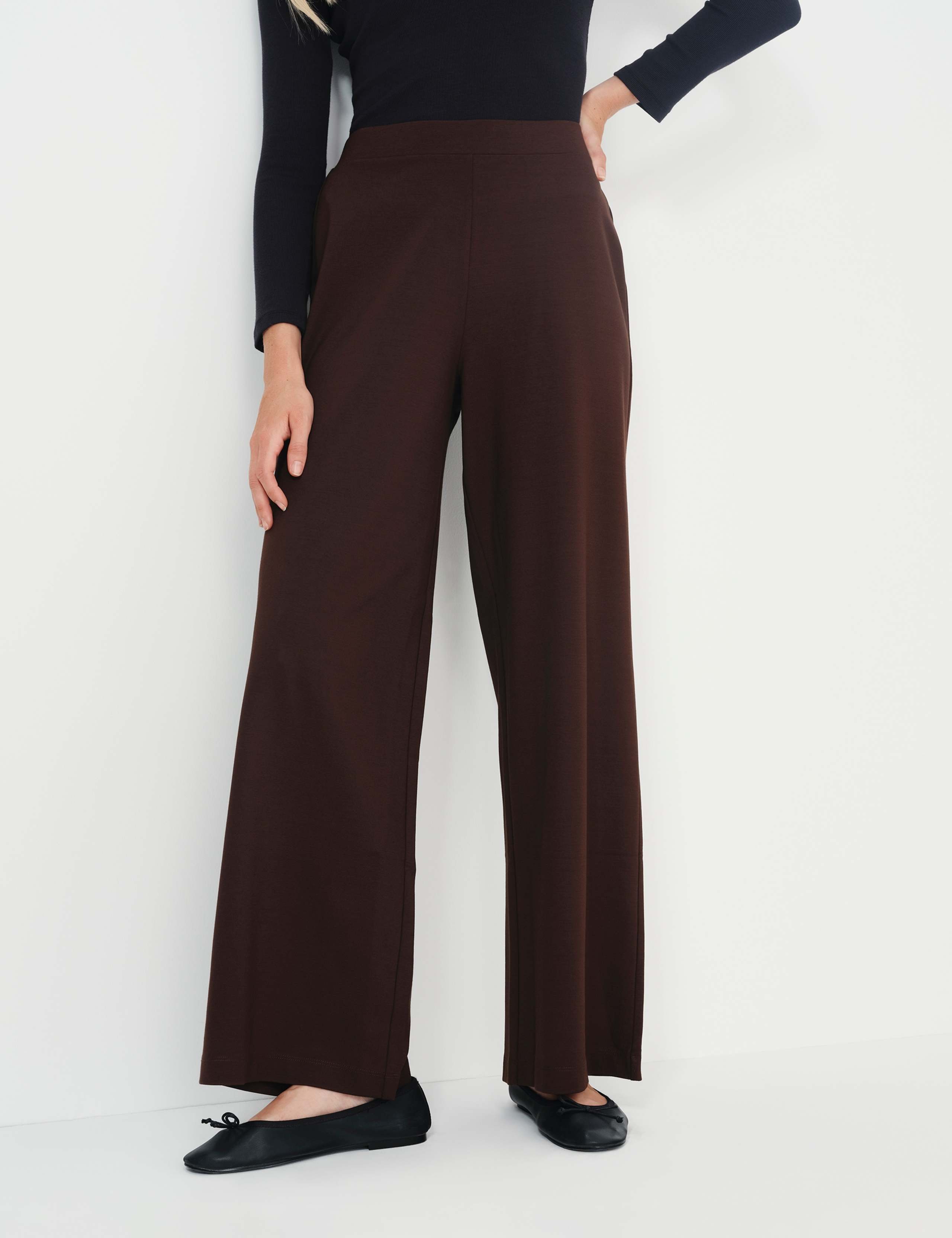 Jersey Elasticated Waist Wide Leg Trousers