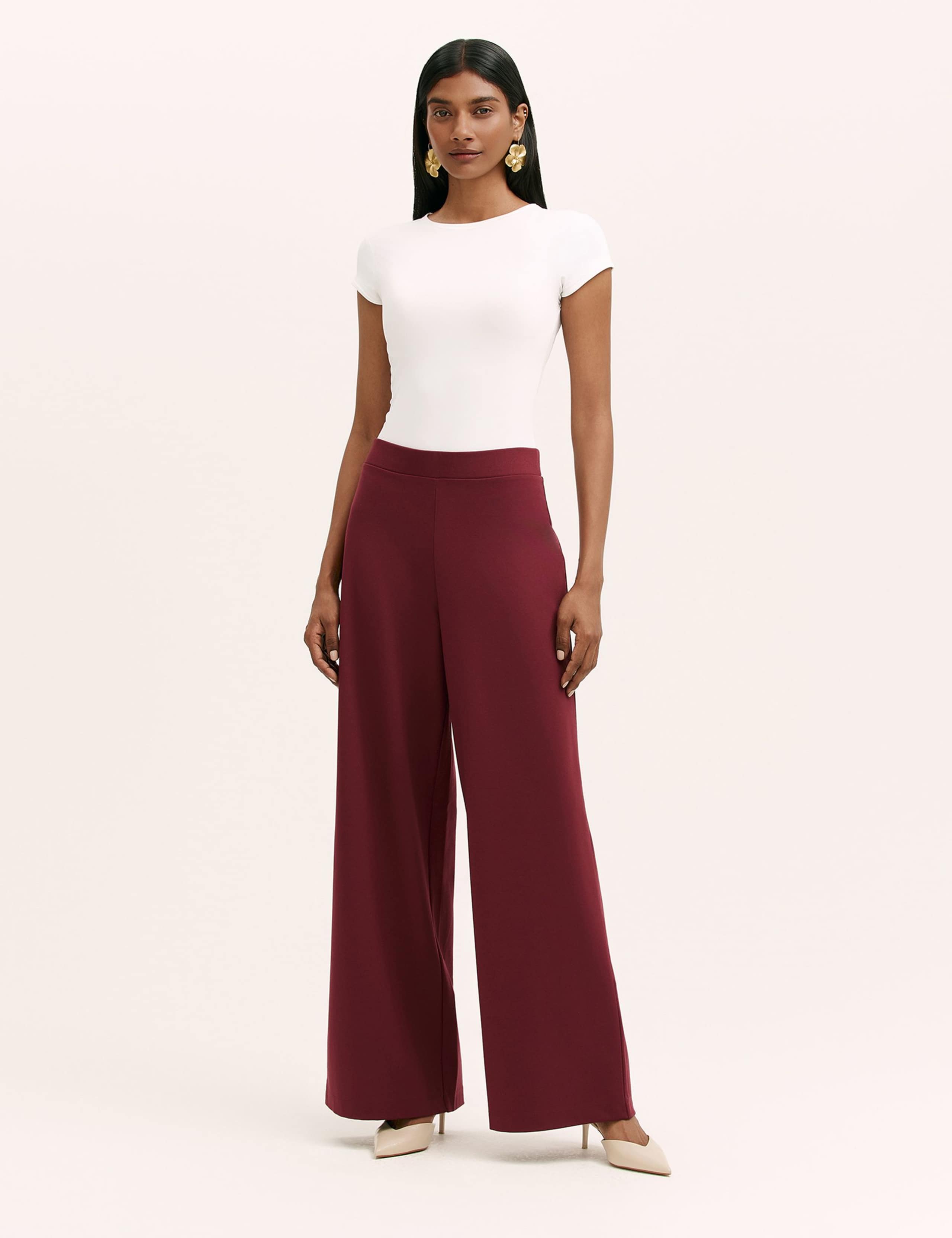 Jersey Elasticated Waist Wide Leg Trousers