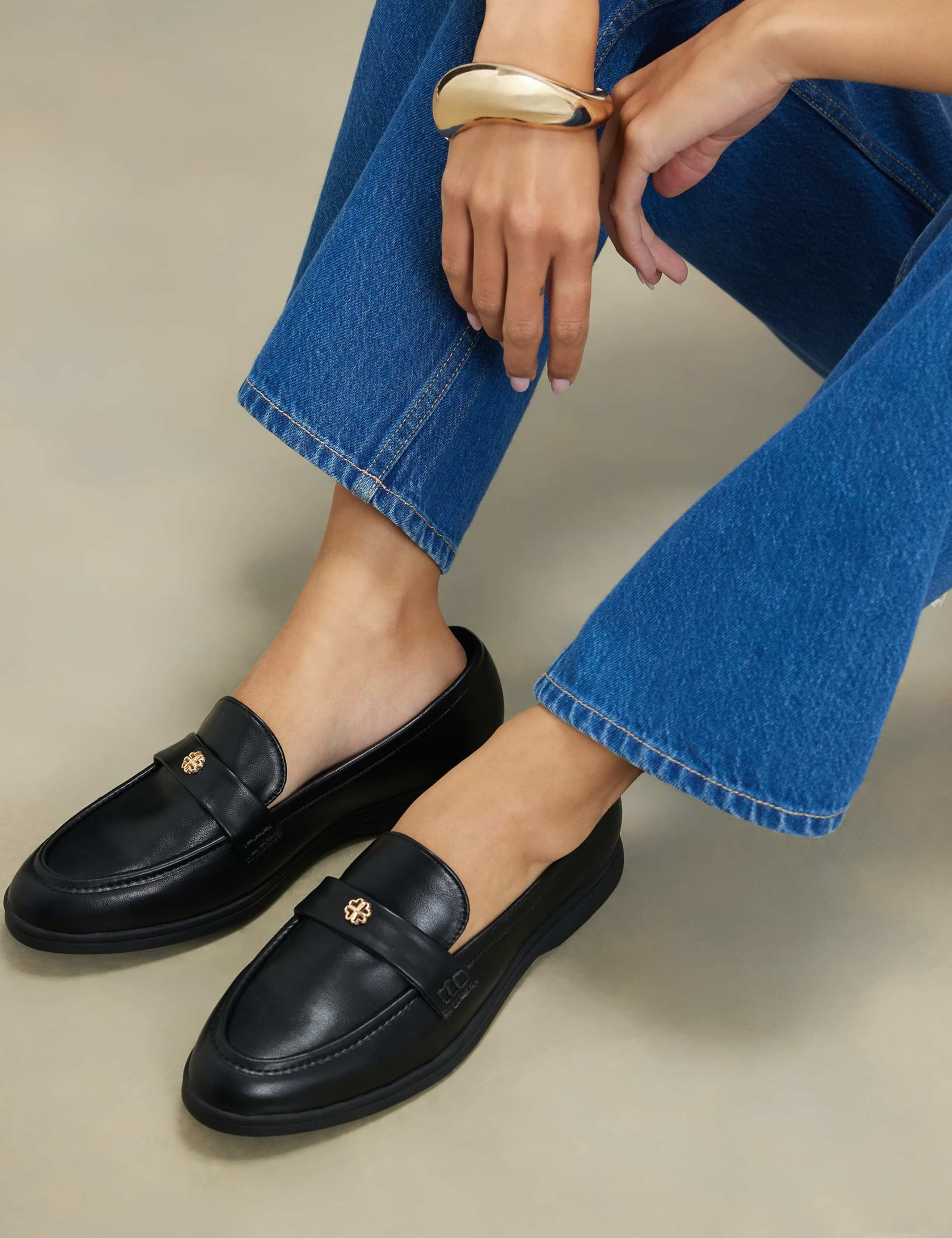 Metal Decal Flat Loafers