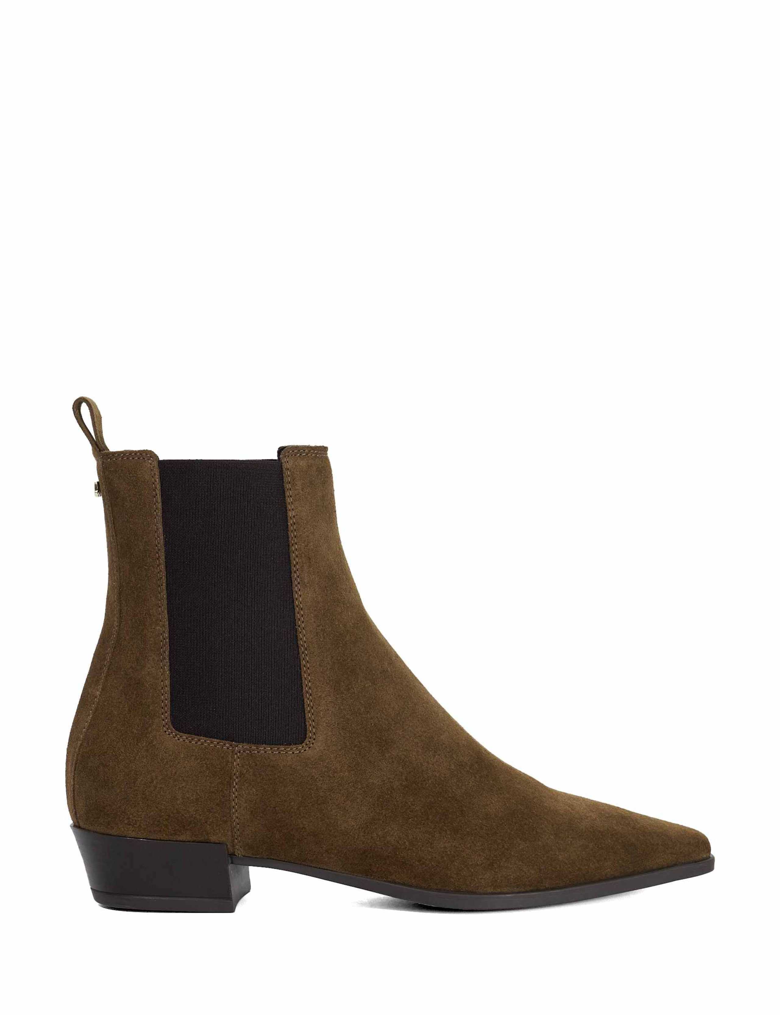 Leather Chisel Toe Western Chelsea Ankle Boots