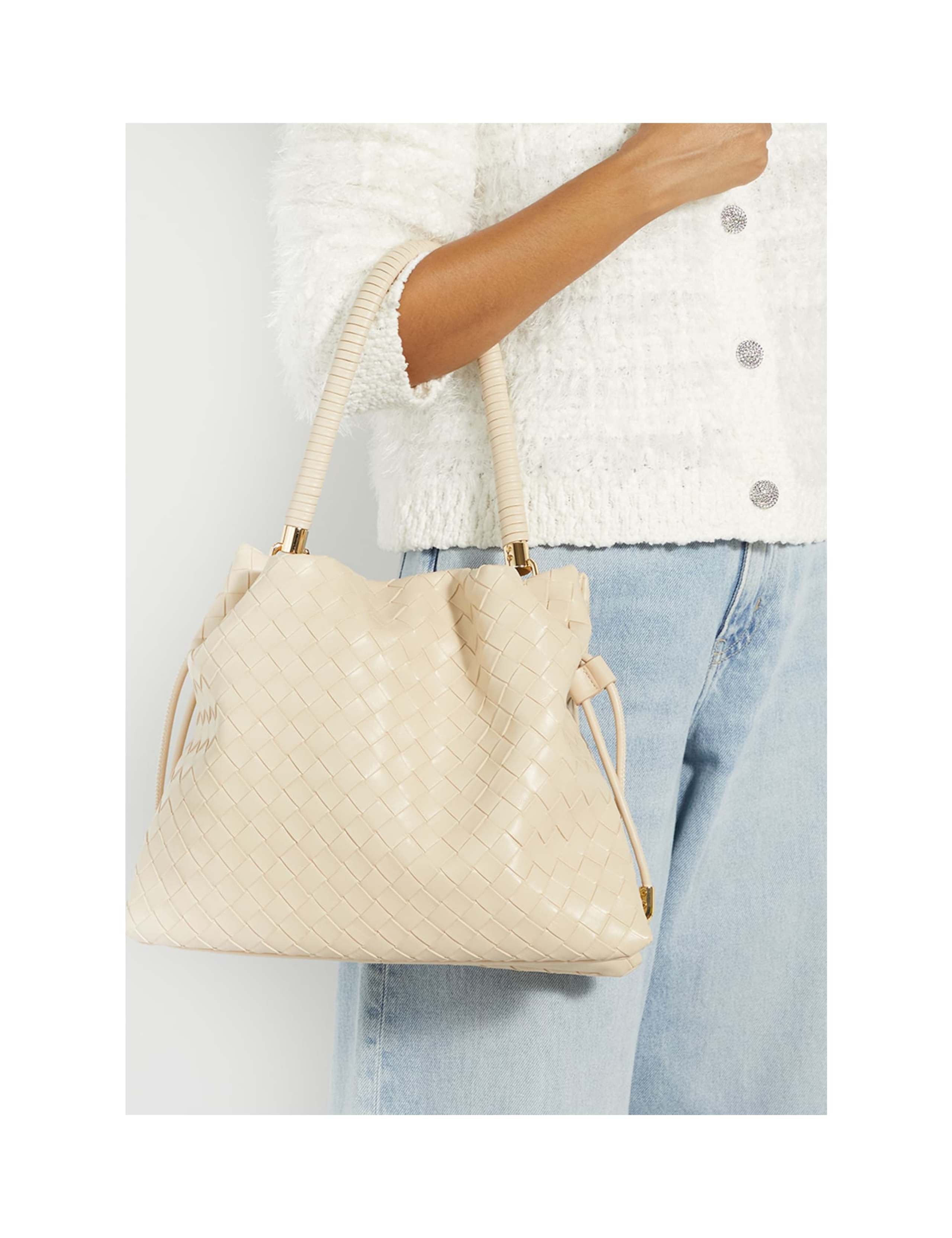 Leather Woven Grab Bag
