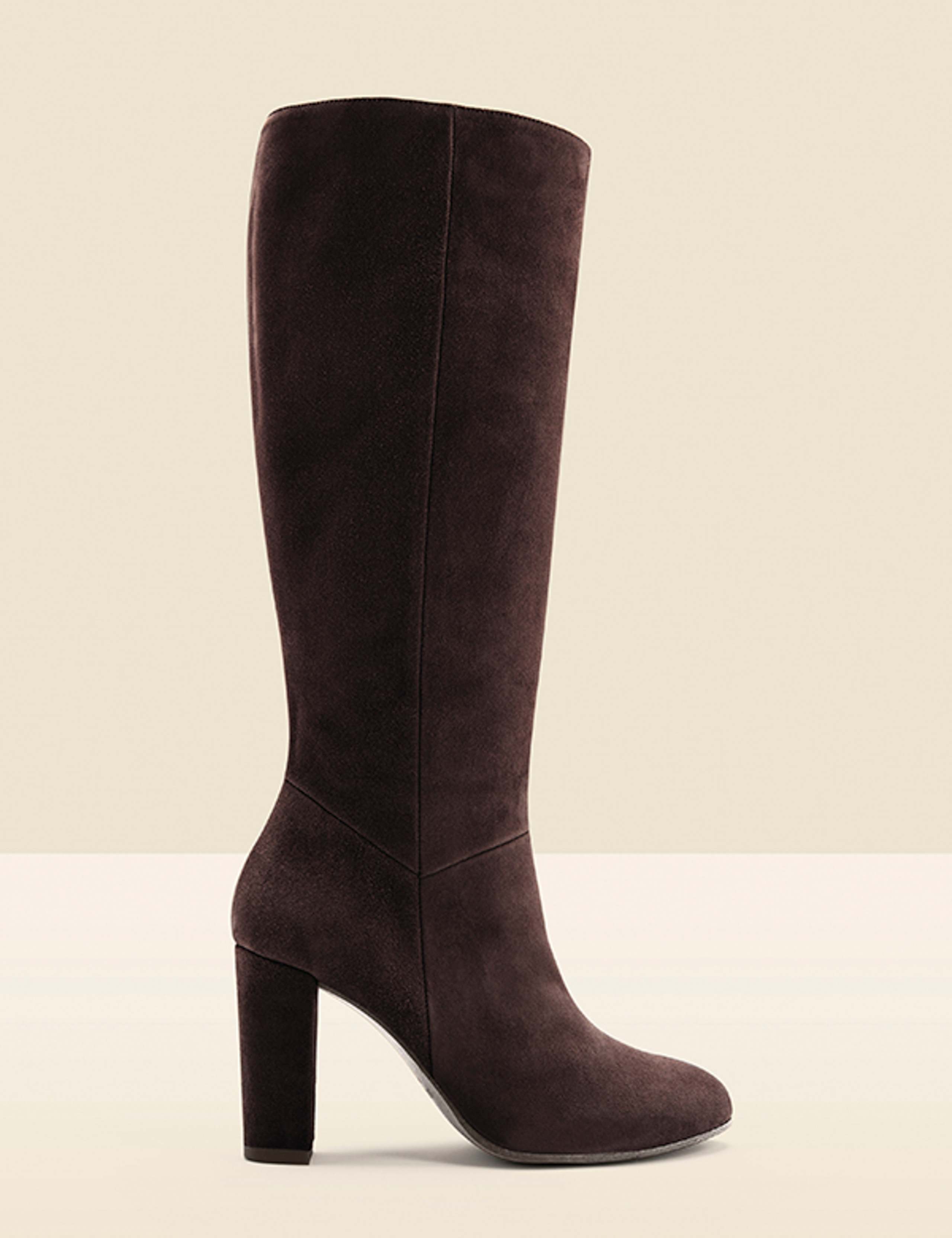 Suede Block Heel Knee High Boots