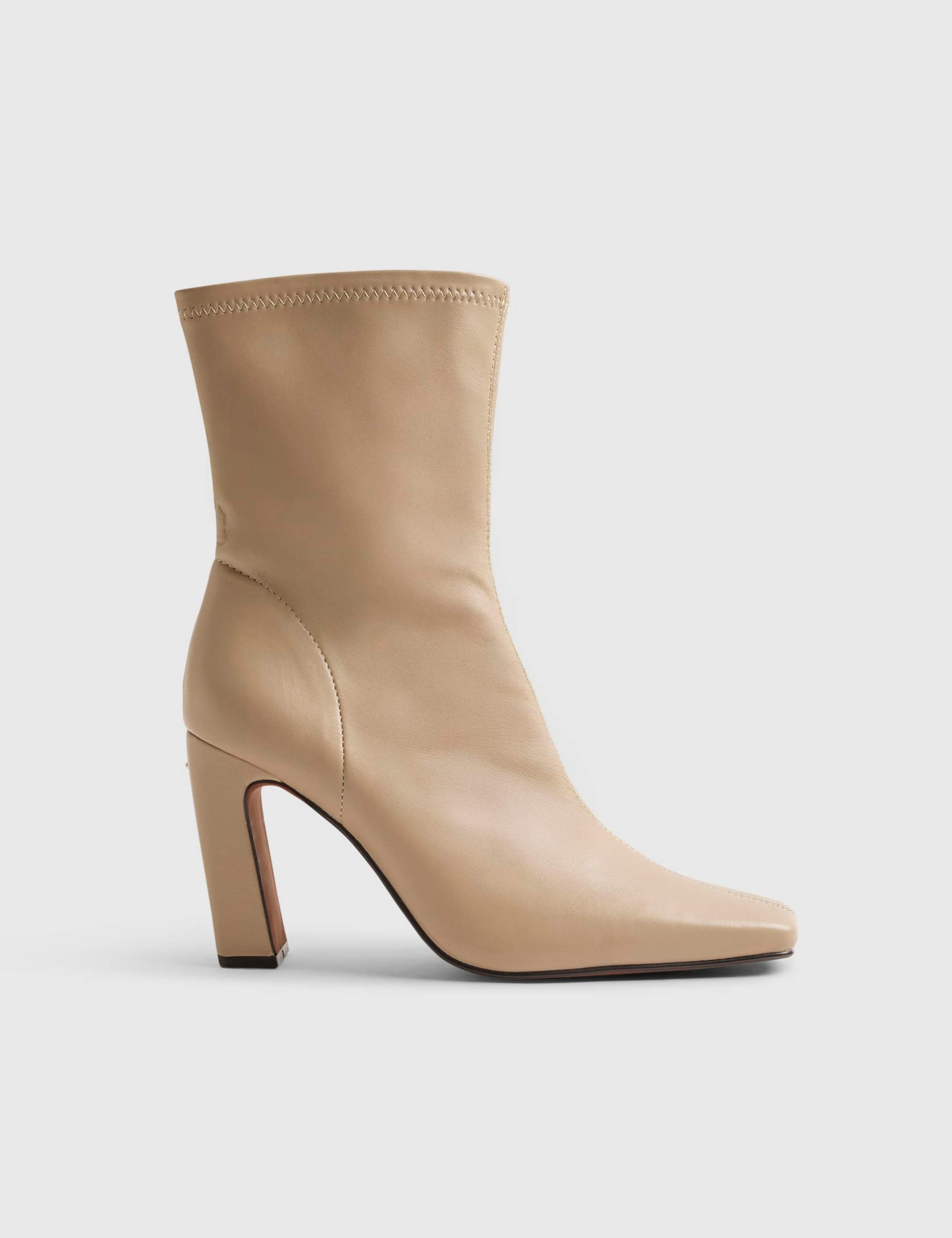 Block Heel Square Toe Ankle Boots