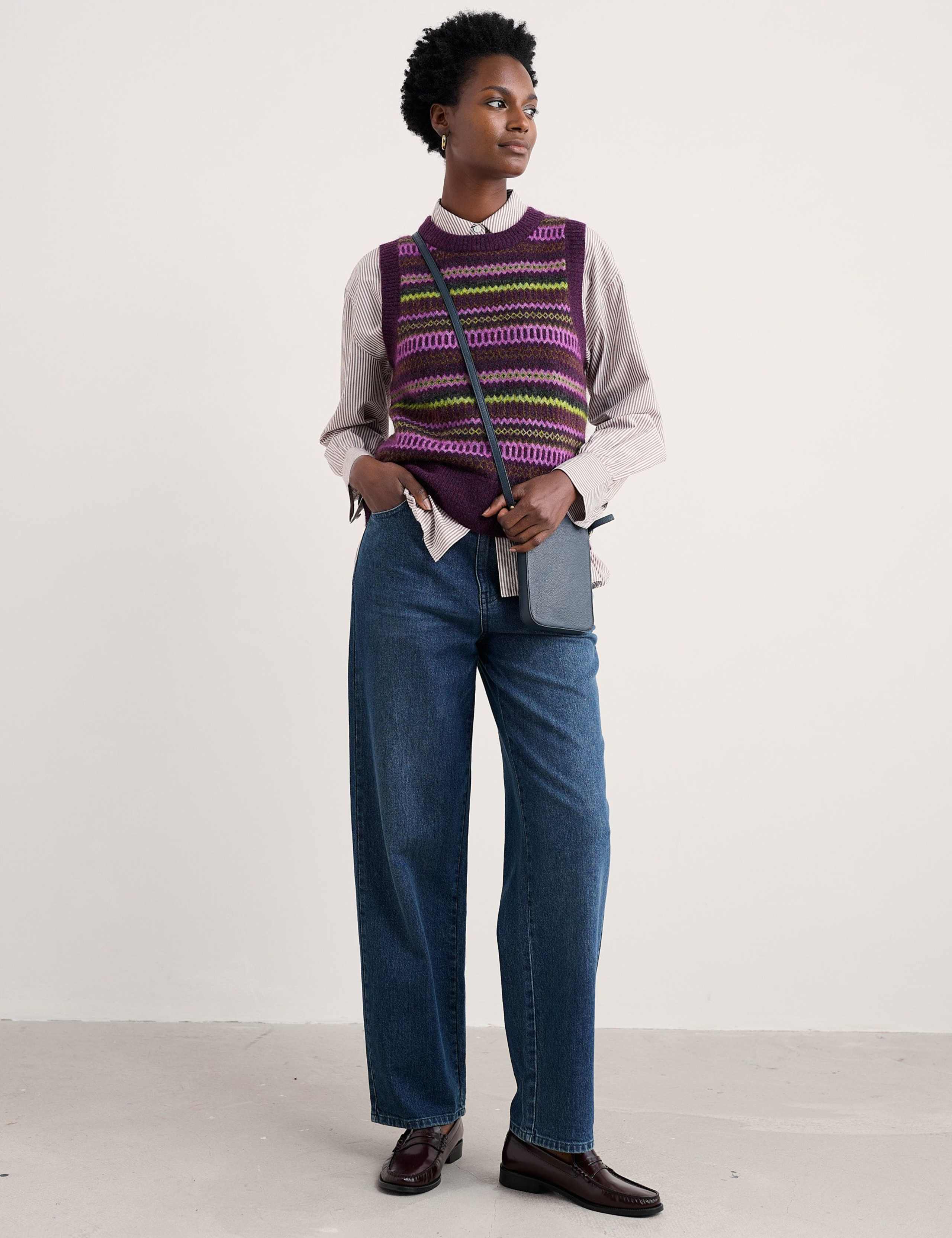 Wool Blend Fair Isle Knitted Vest