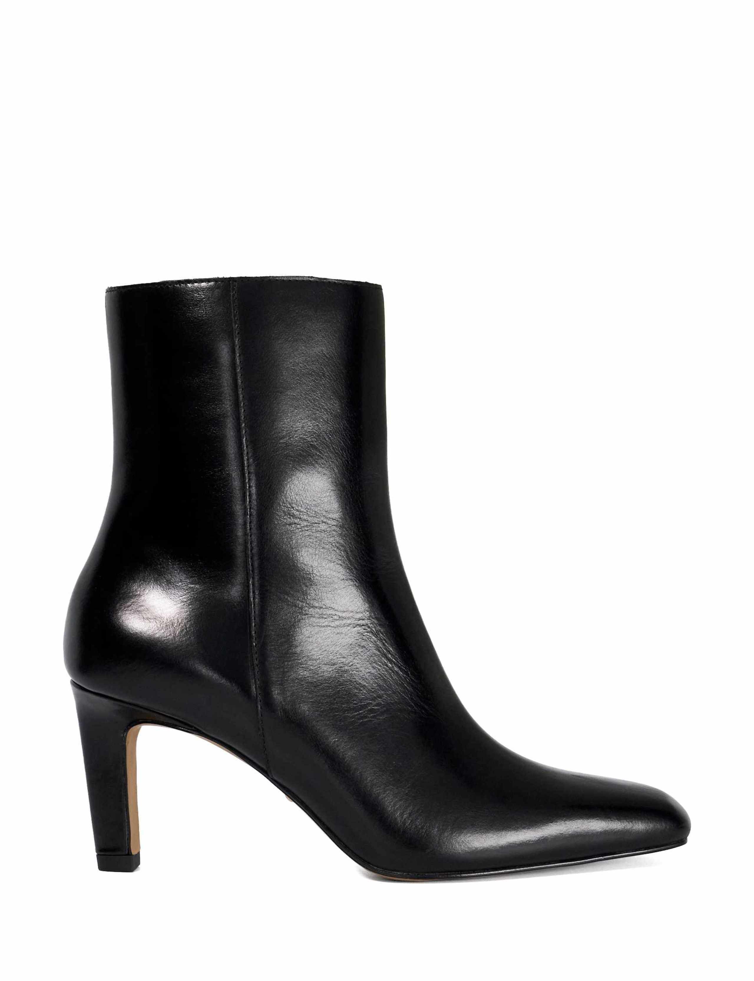 Leather Square Toe Stiletto Heel Boots