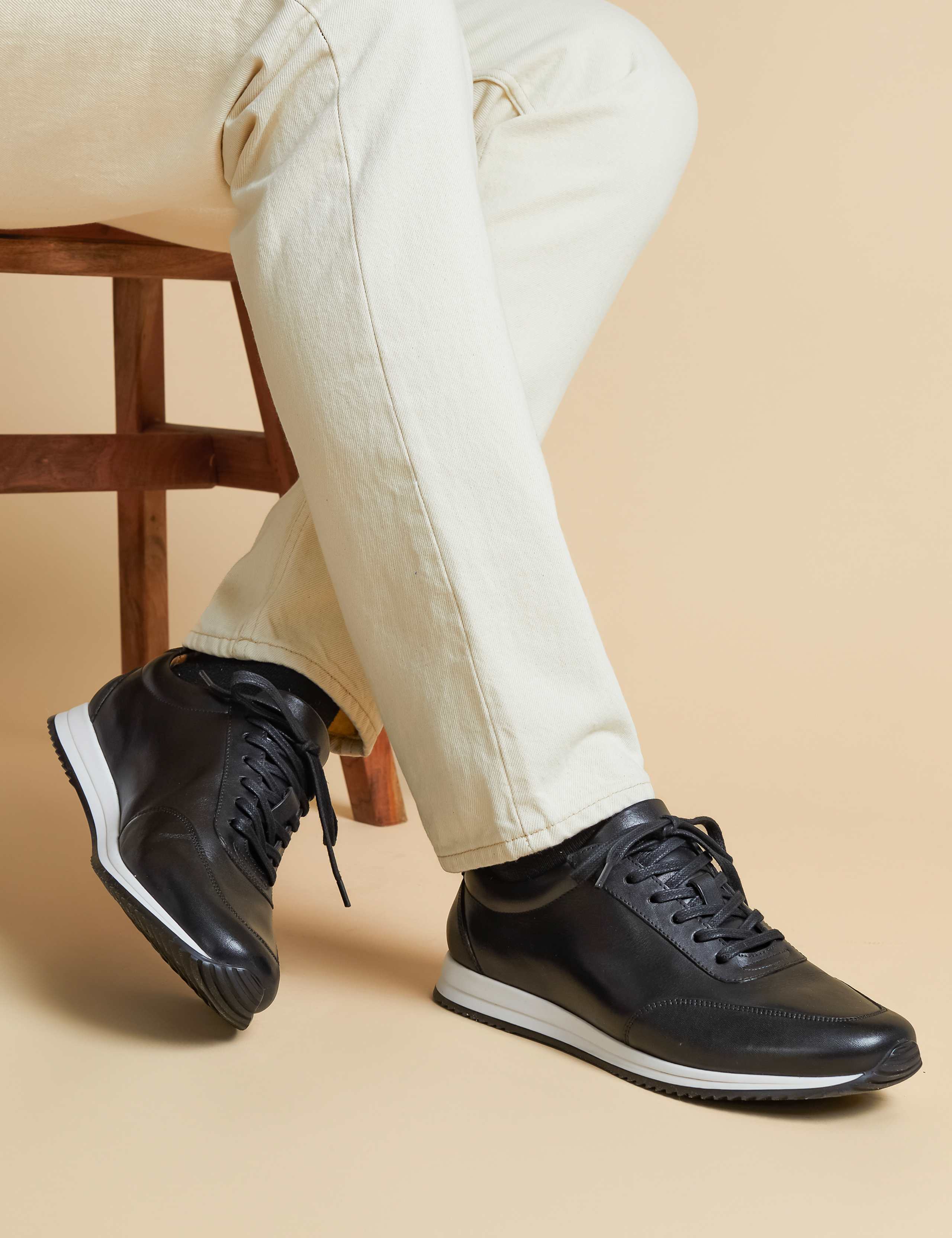 Leather Lace Up Trainers