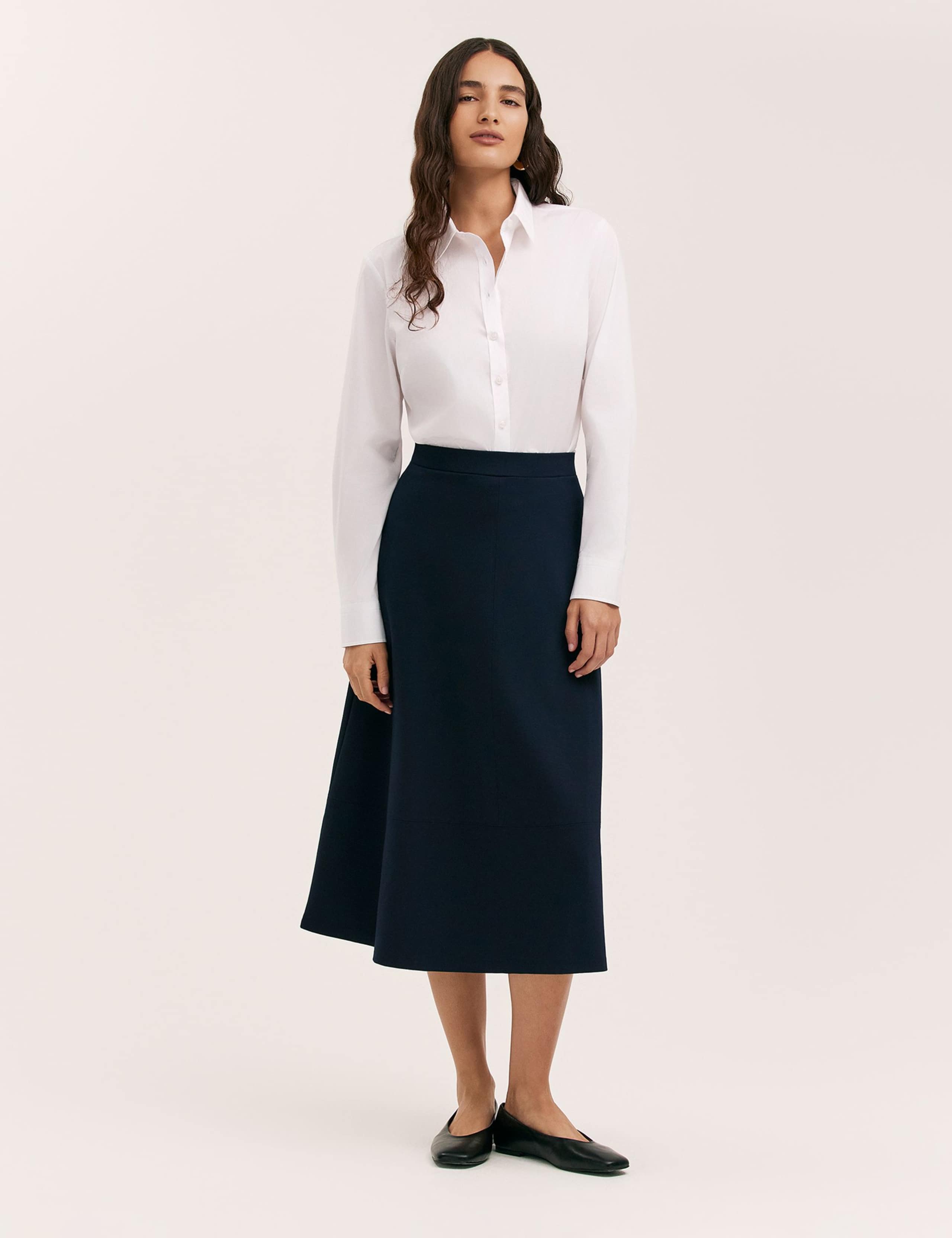 Jersey Midi A-Line Skirt