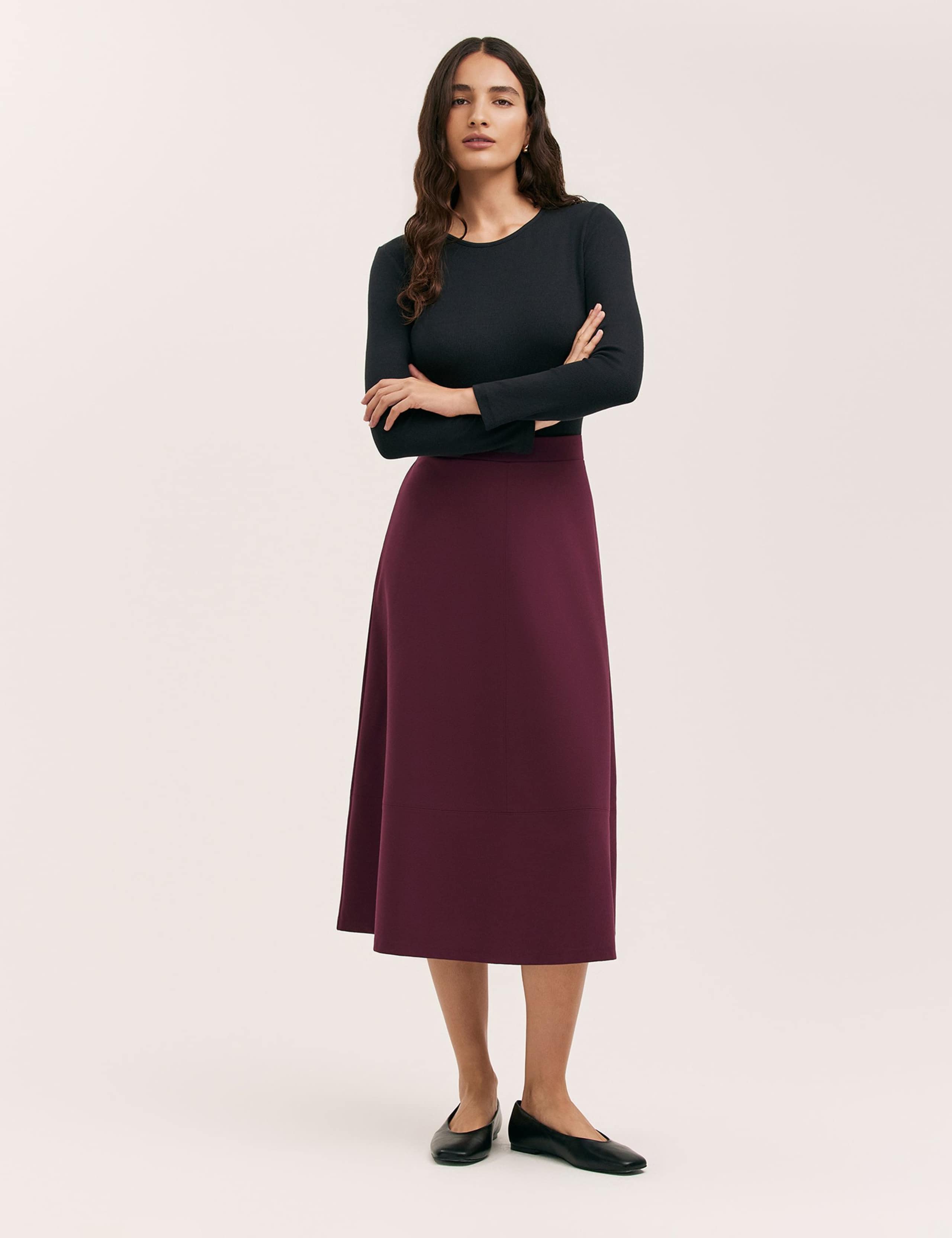 Jersey Midi A-Line Skirt