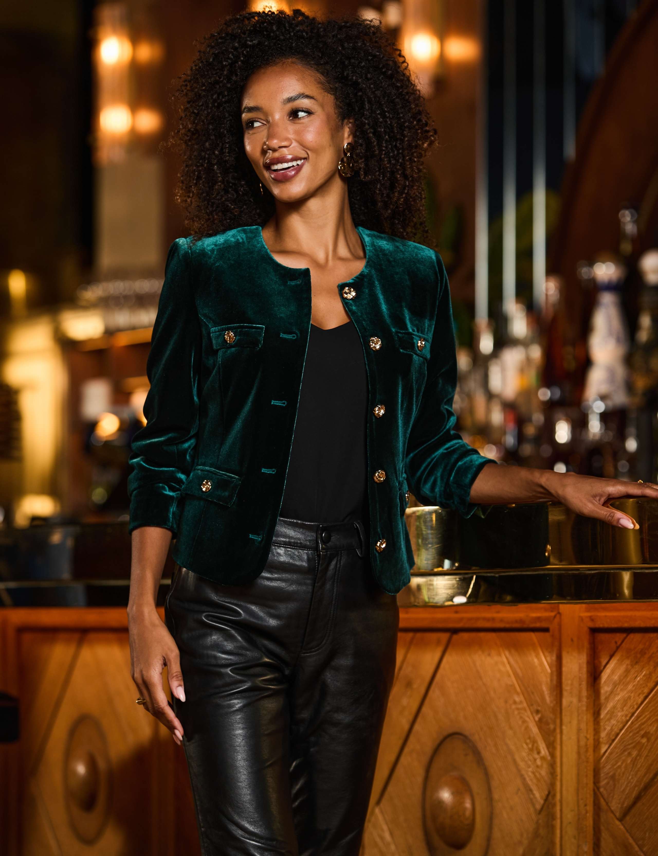 Velvet Collarless Jacket