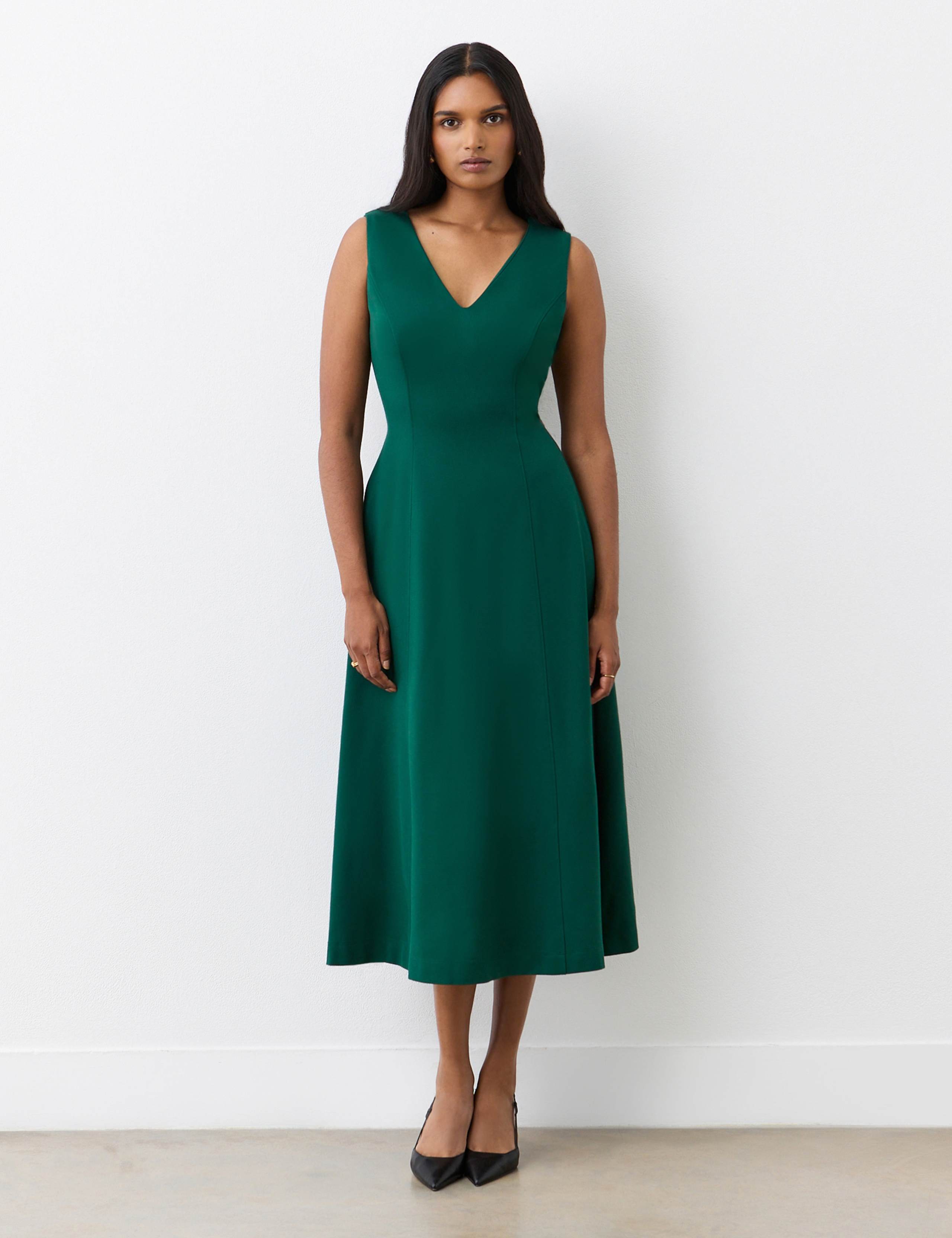 Jersey V-Neck Midi Dress