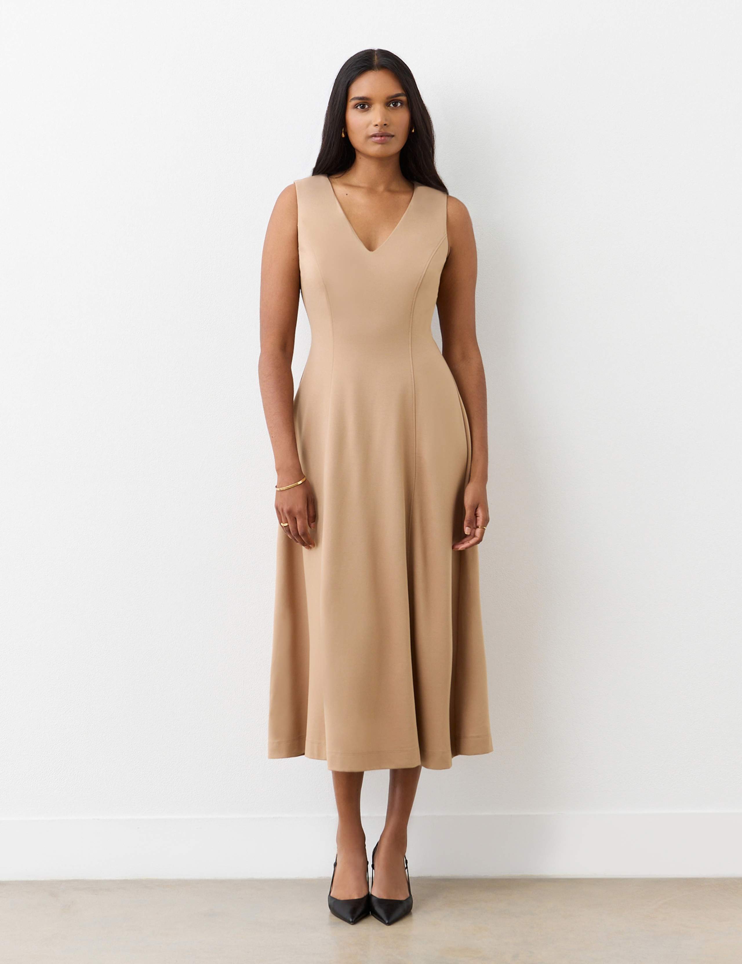 Jersey V-Neck Midi Dress