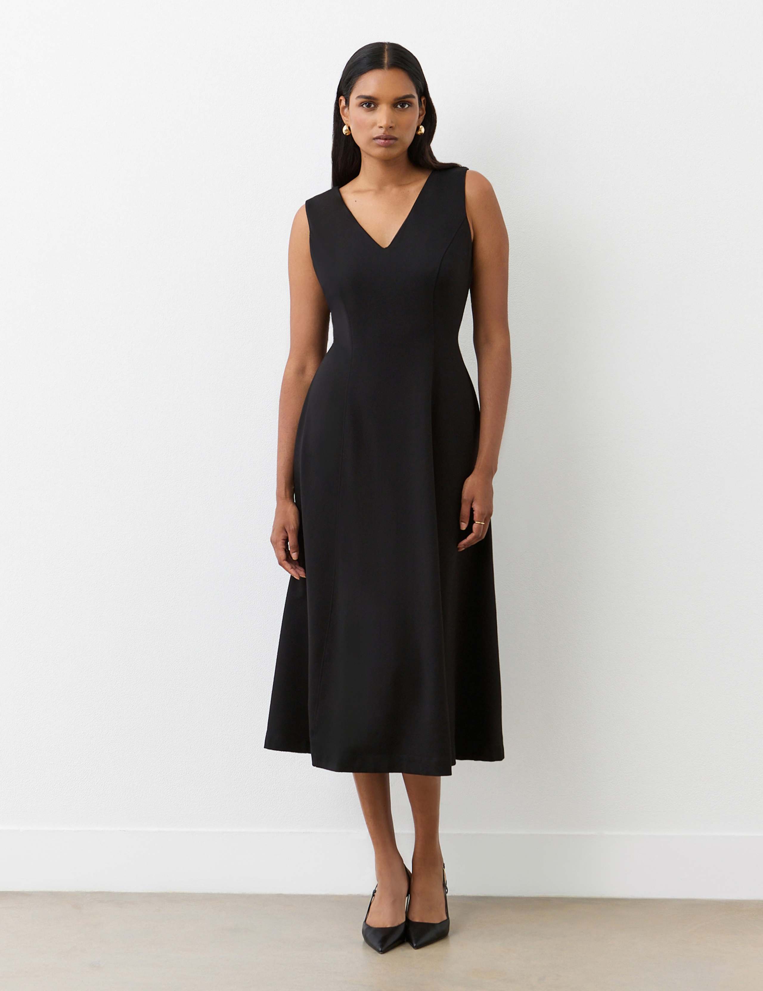 Jersey V-Neck Midi Dress