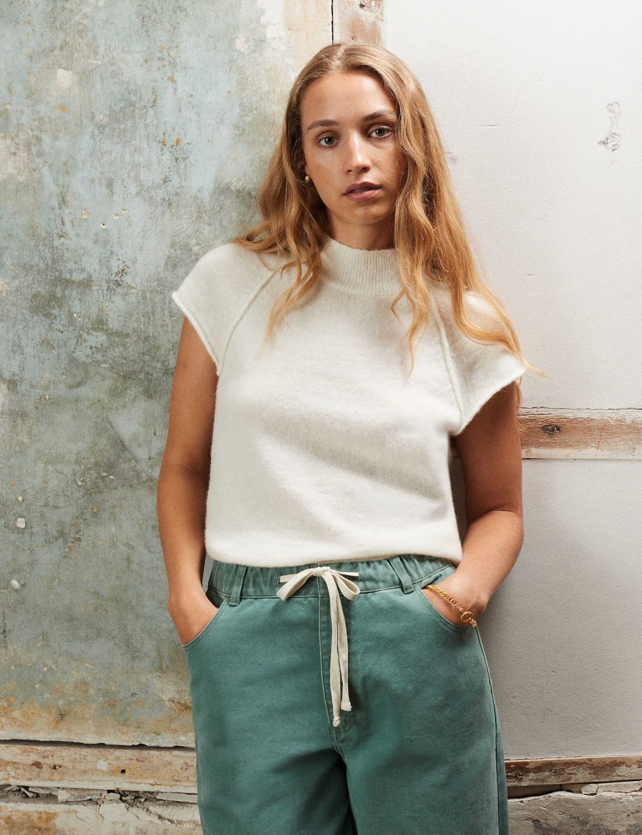 Alpaca Blend High Neck Knitted Top