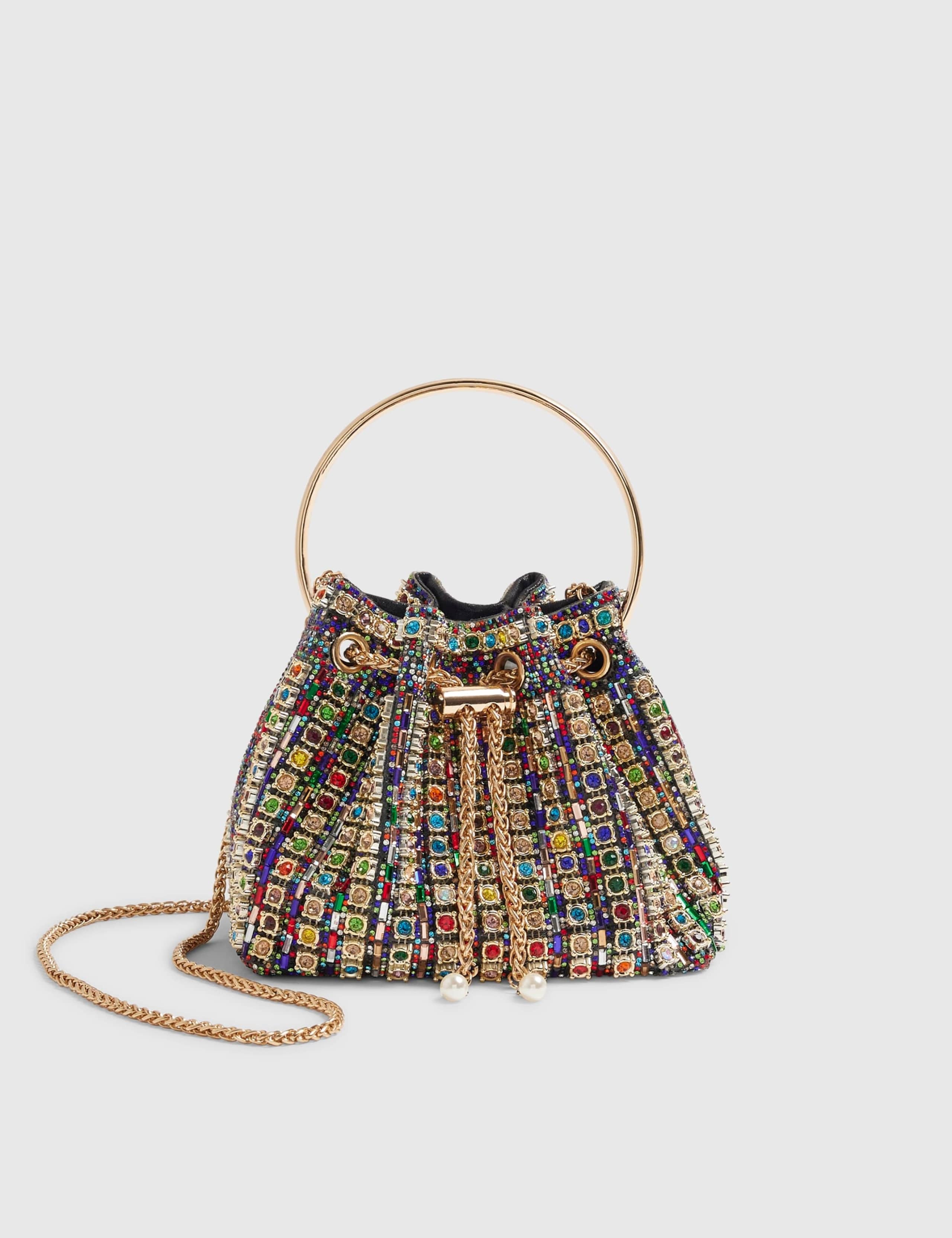 Drawstring Embellished Bucket Bag