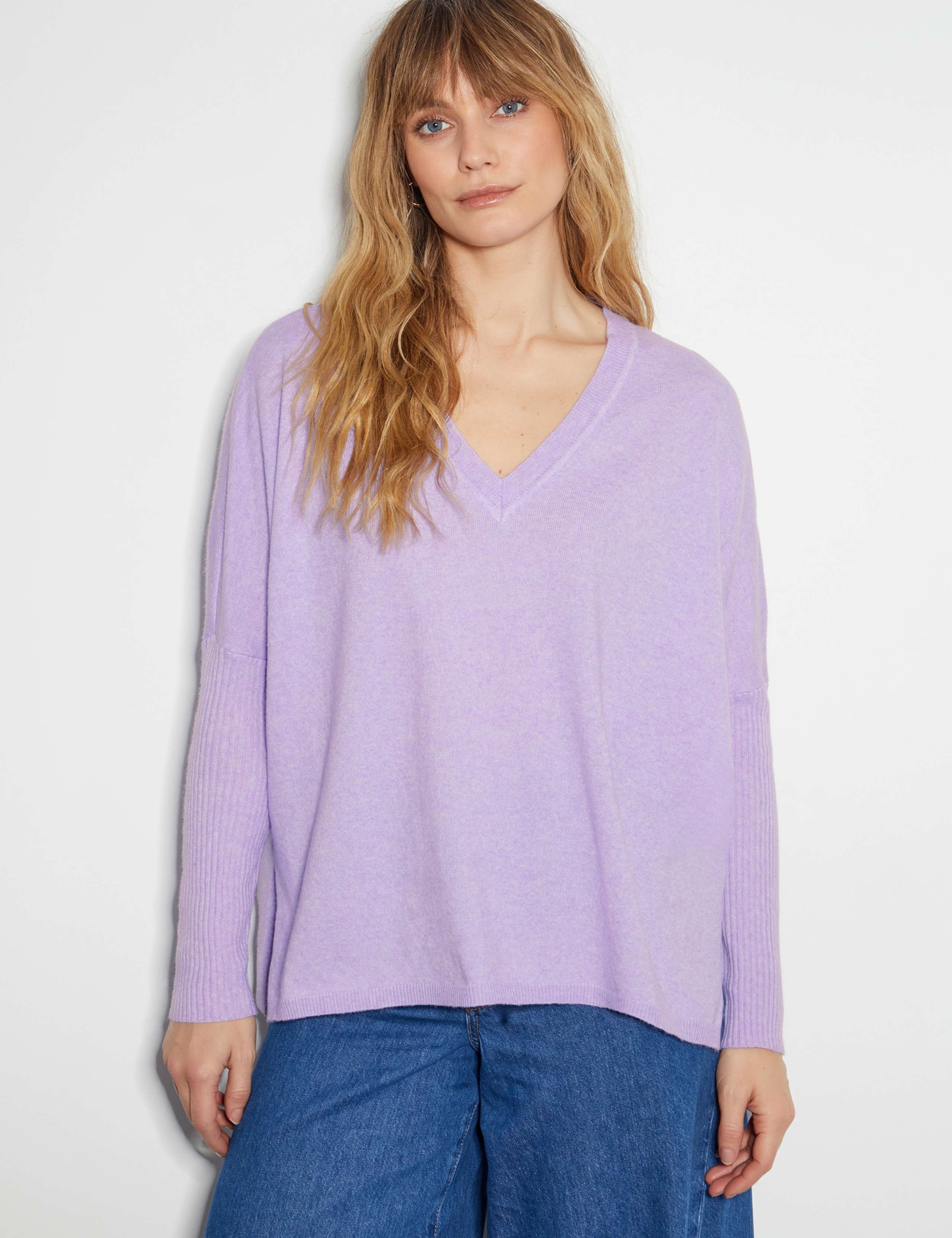 V-Neck Jumper with Wool