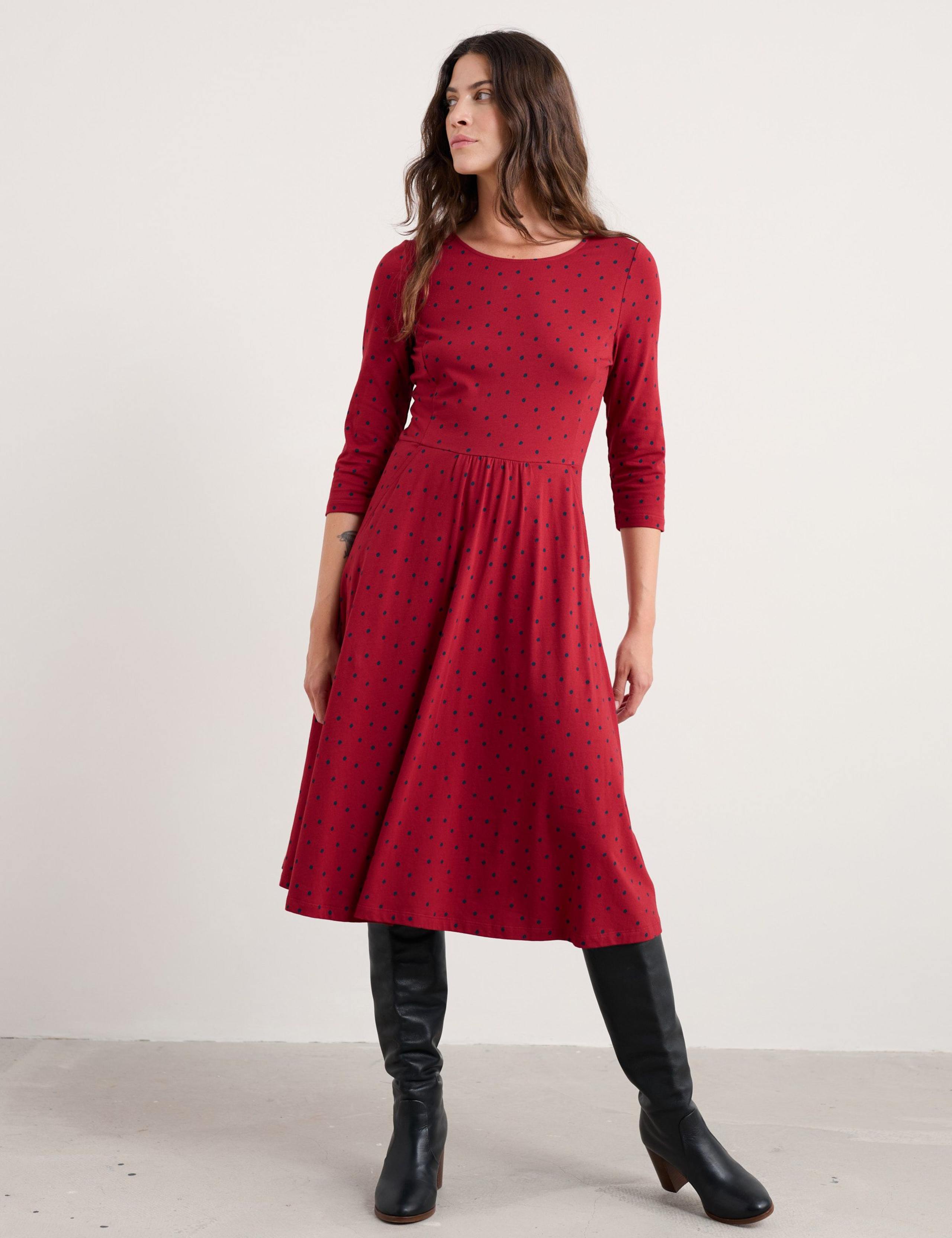 Cotton Rich Polka Dot Midi Skater Dress