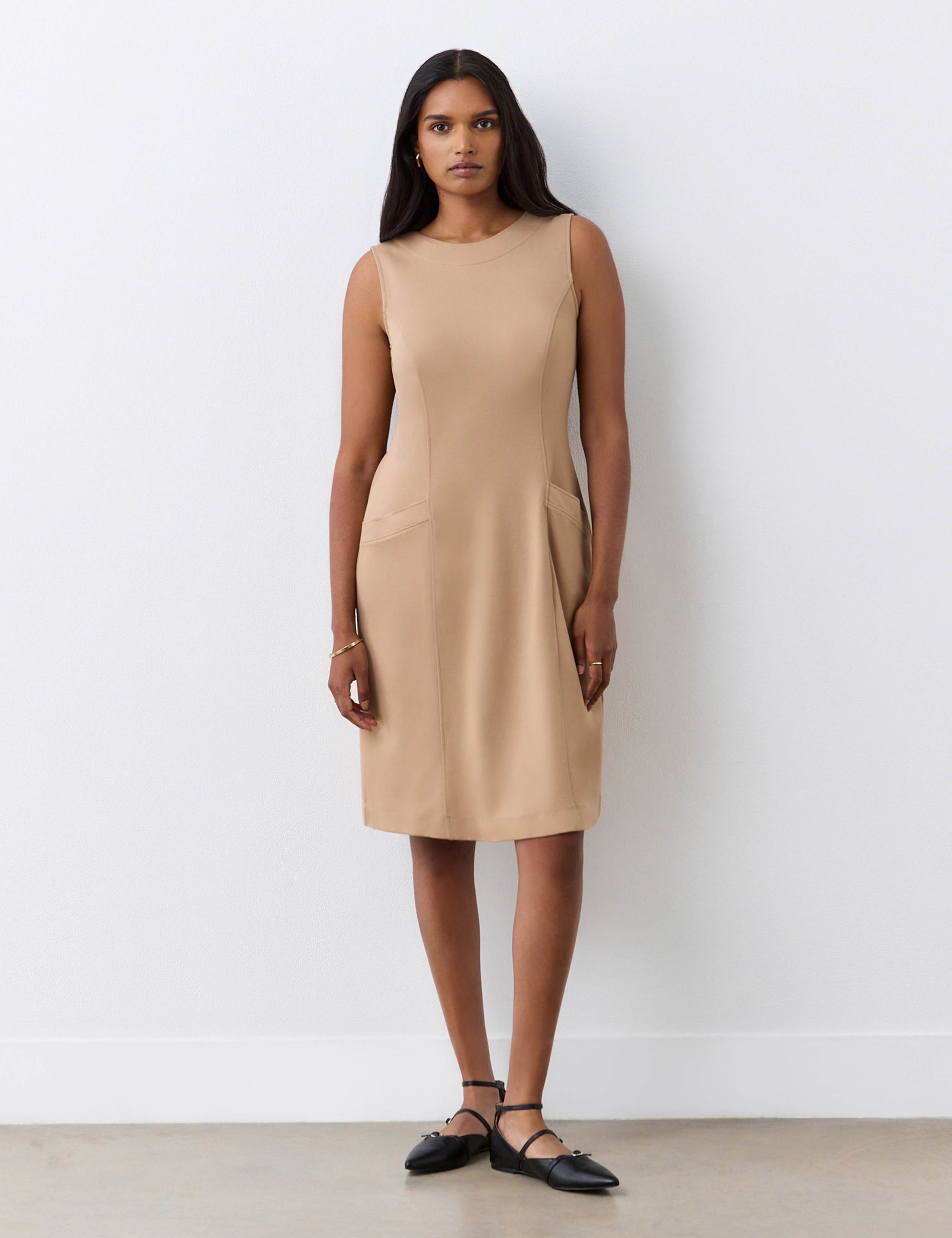 Ponte Jersey Knee Length Shift Dress