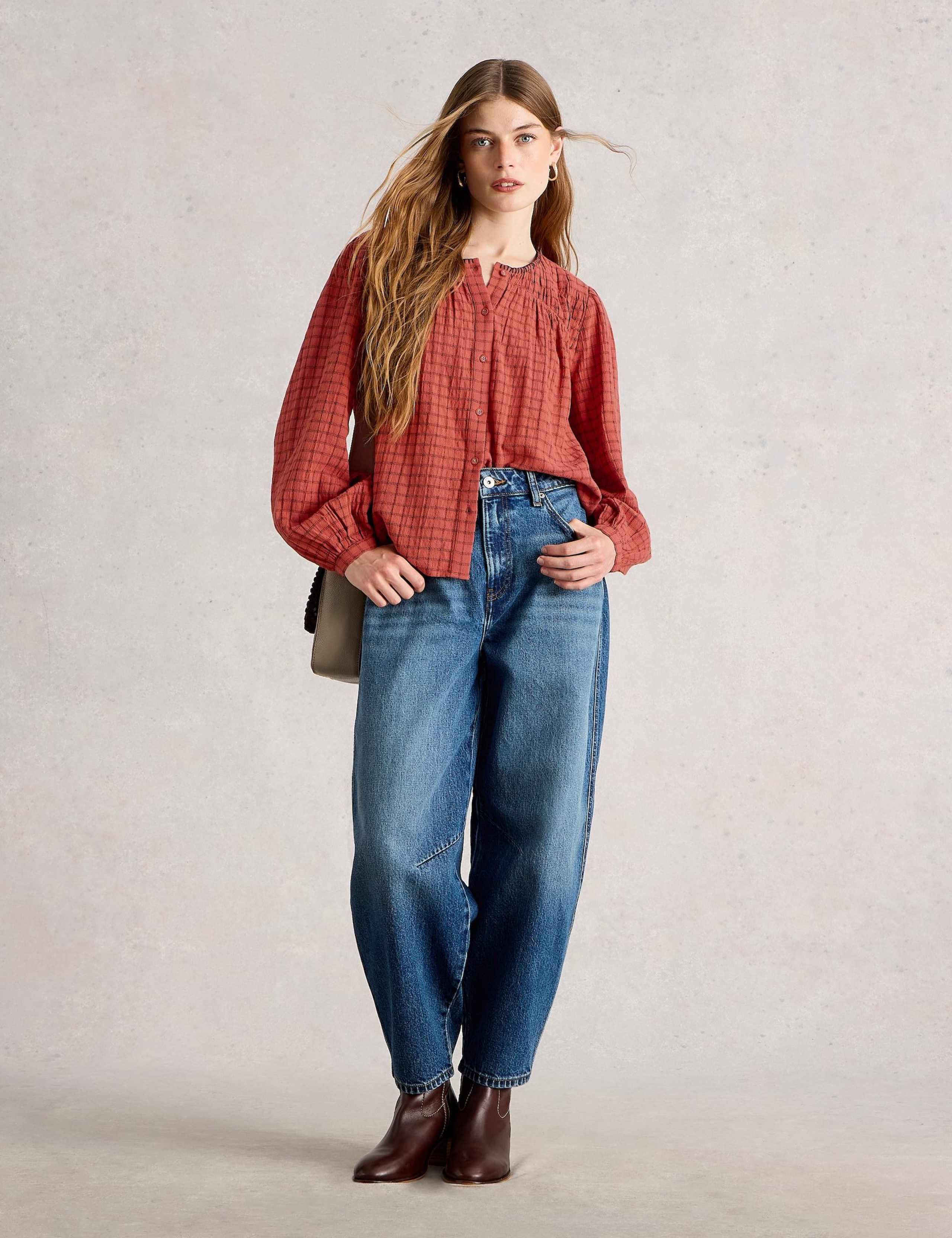 Pure Cotton Checked  Blouse