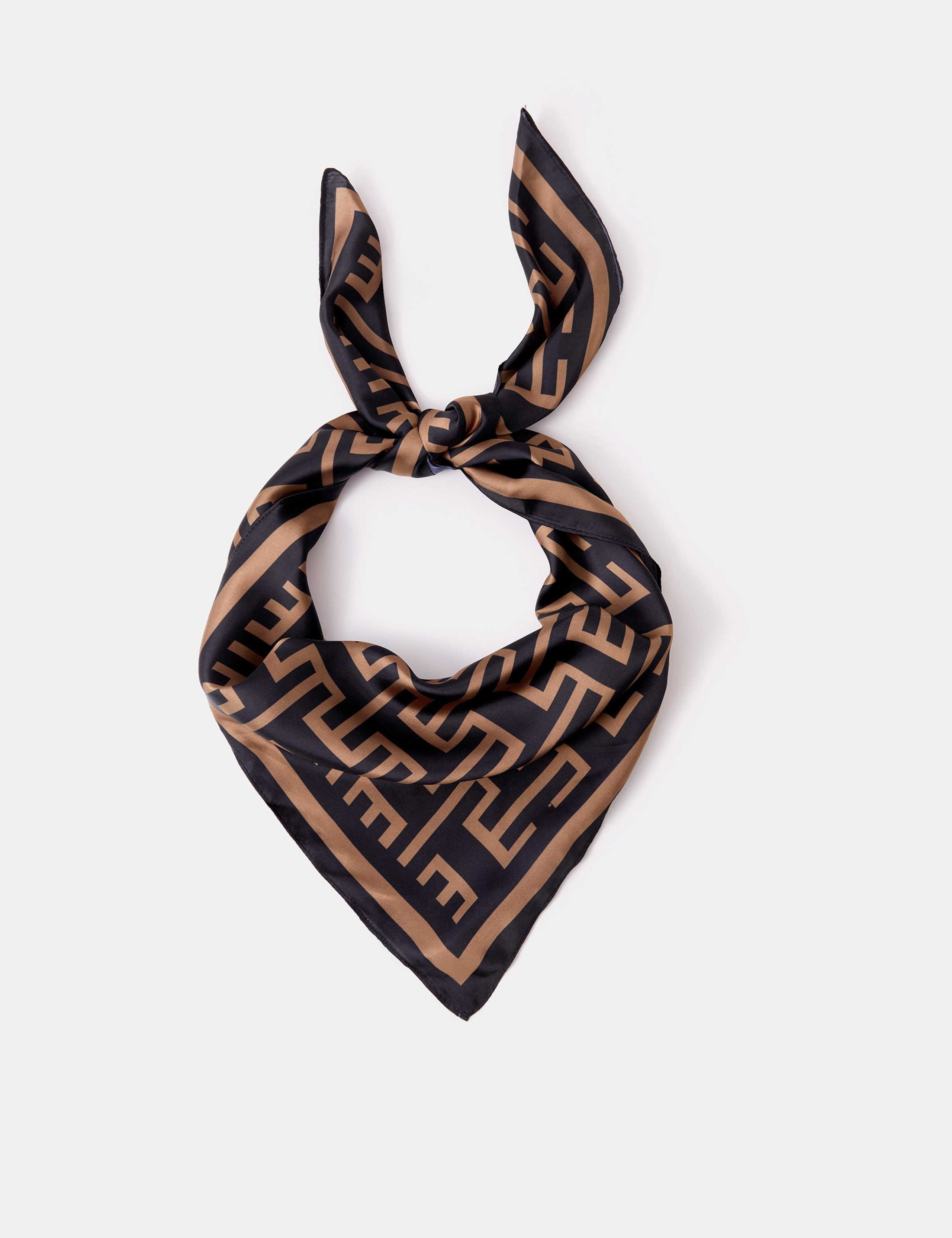 Satin Geometric Print Square Scarf