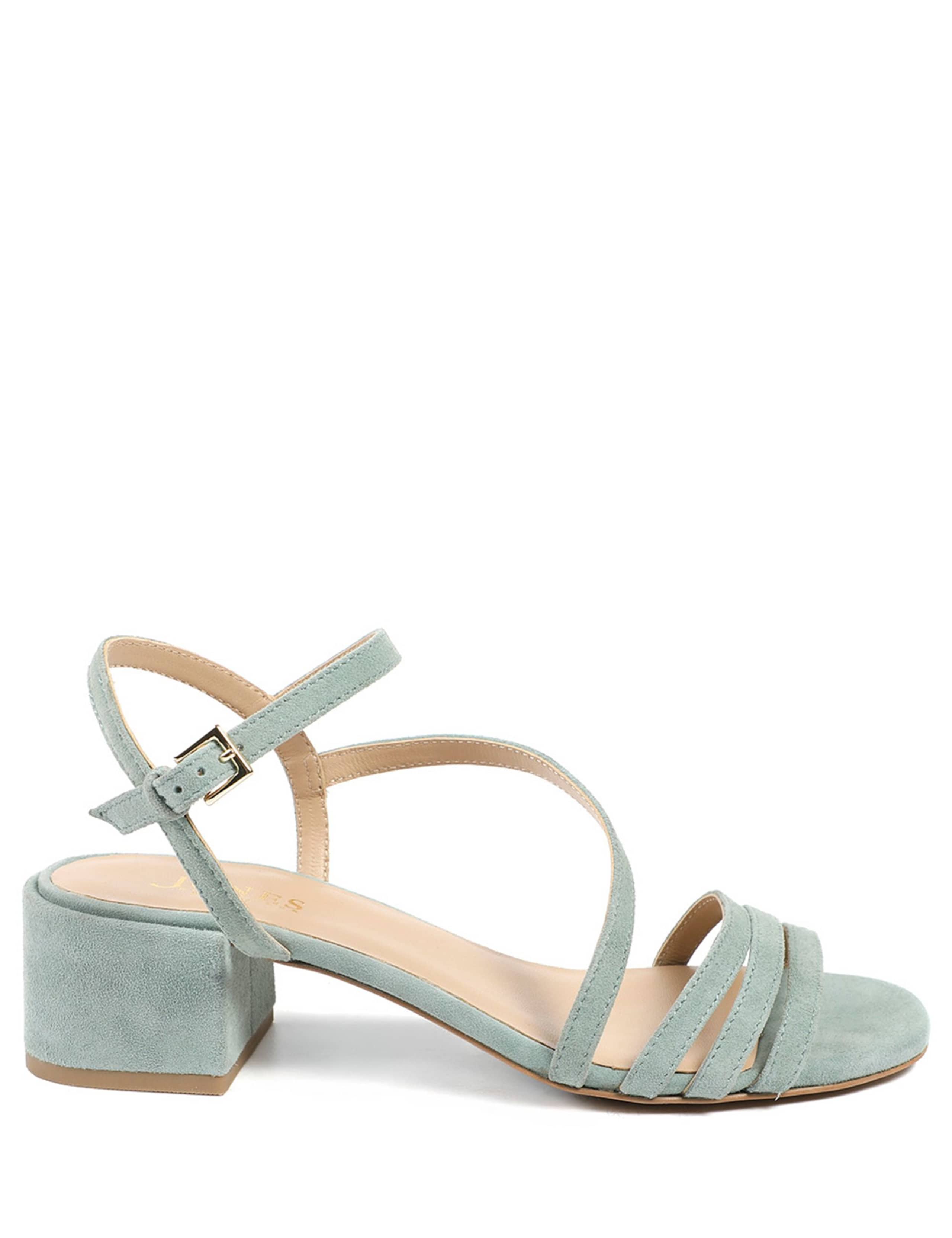 Leather Ankle Strap Block Heel Sandals