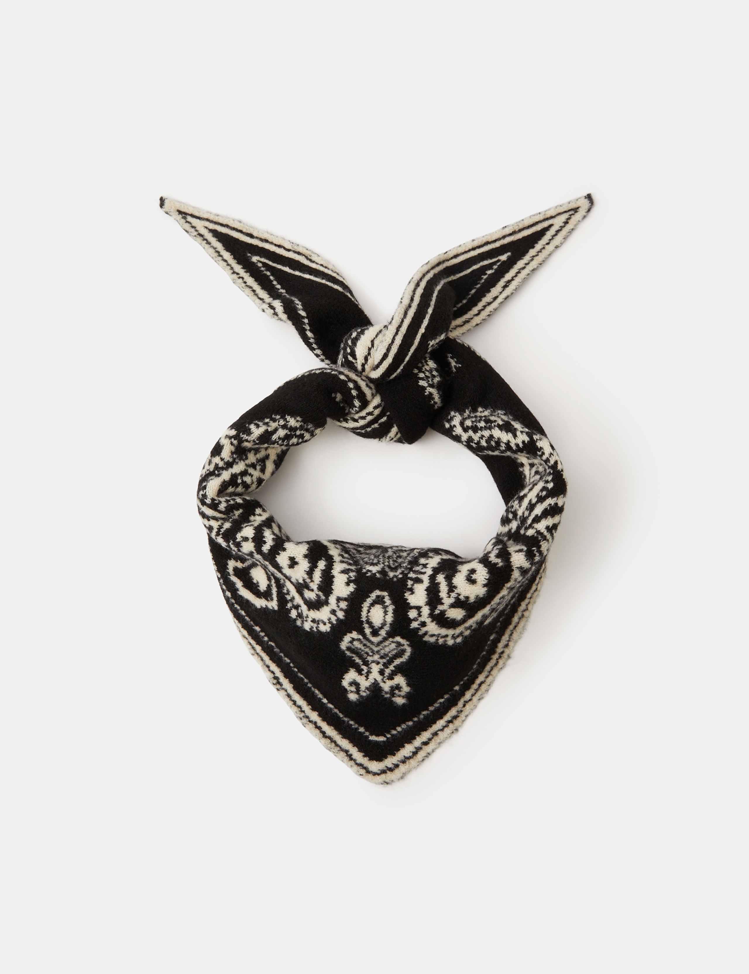 Knitted Paisley Large Triangle Scarf