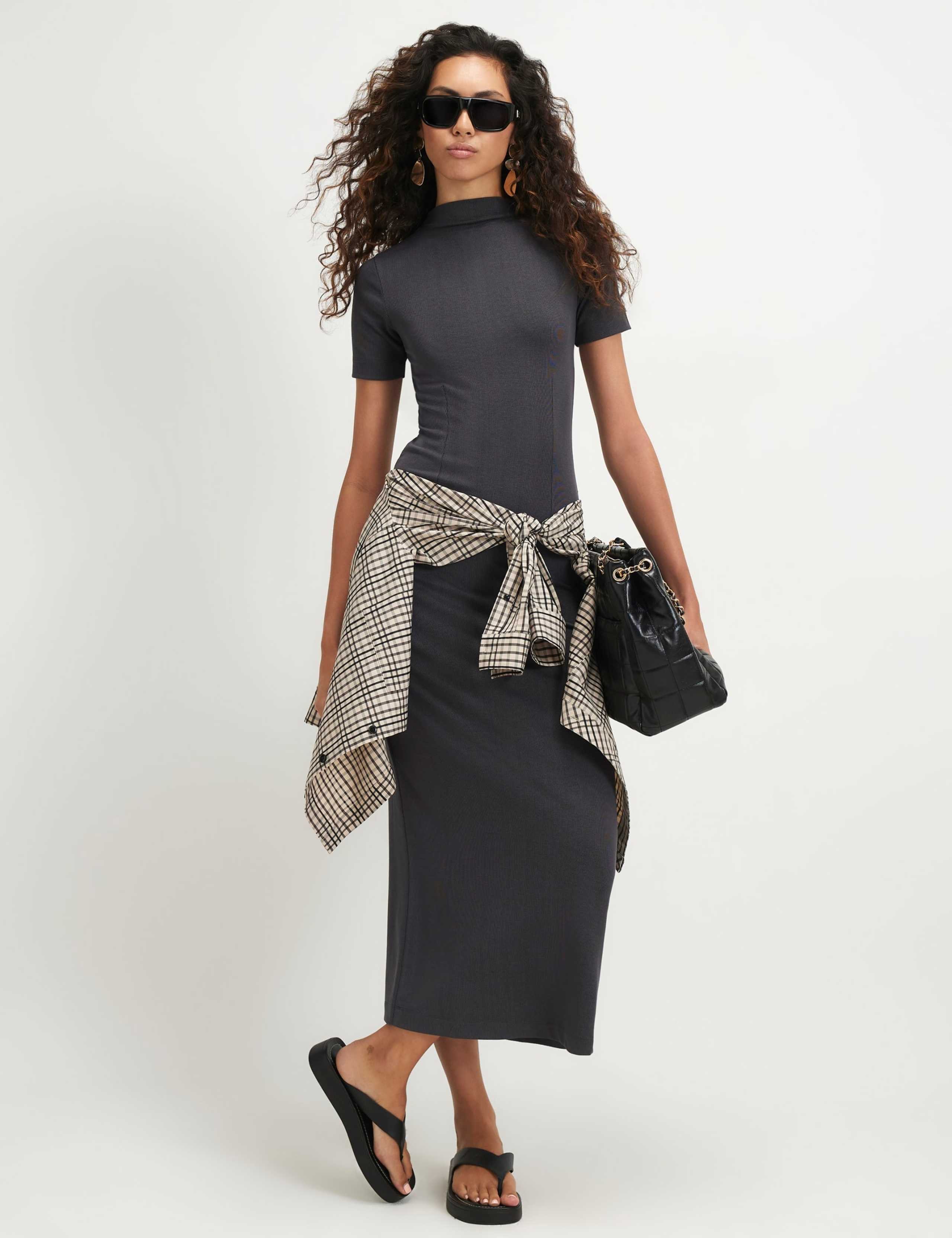 High Neck Midi Bodycon Dress