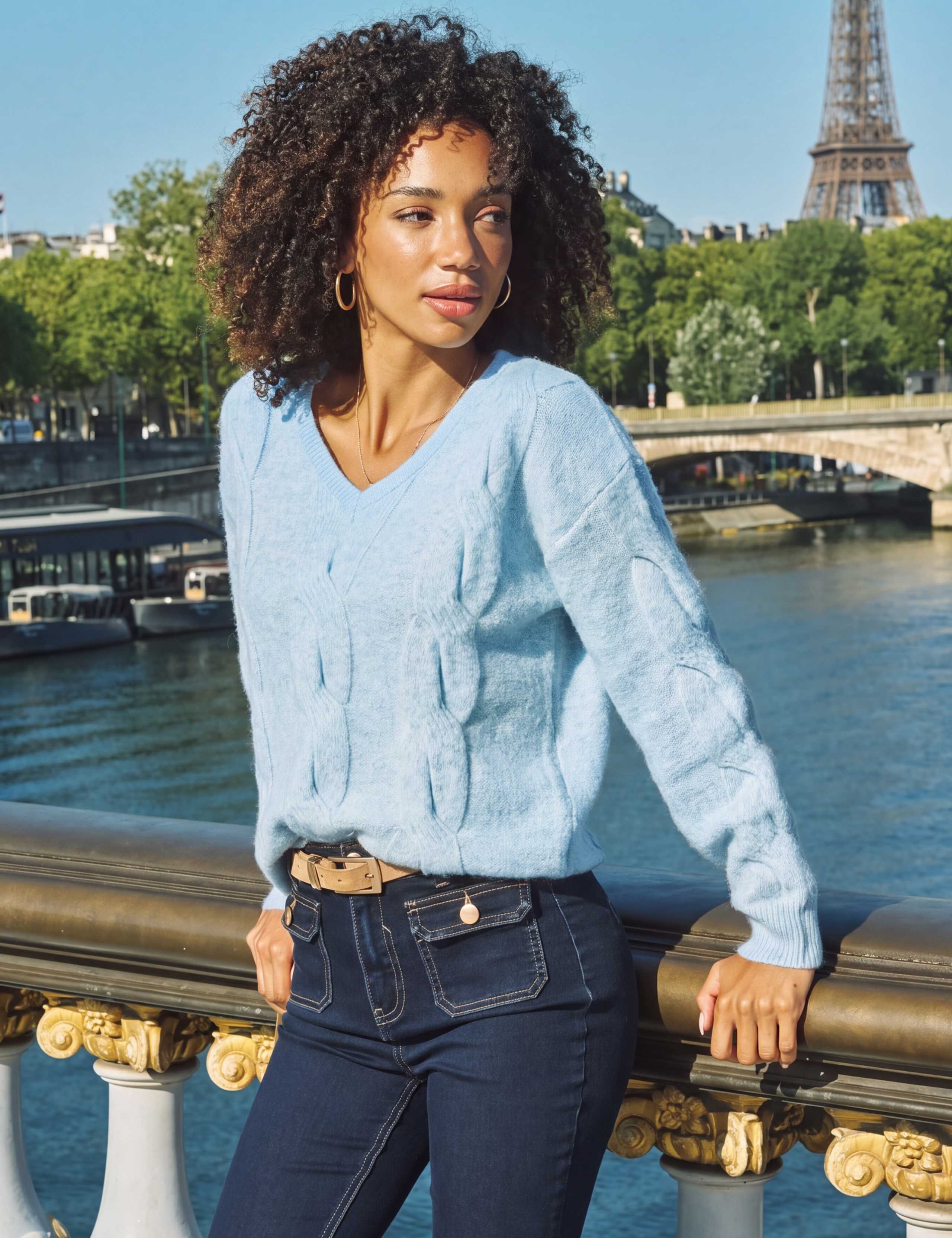 Cable Knit V Neck Relaxed Jumper