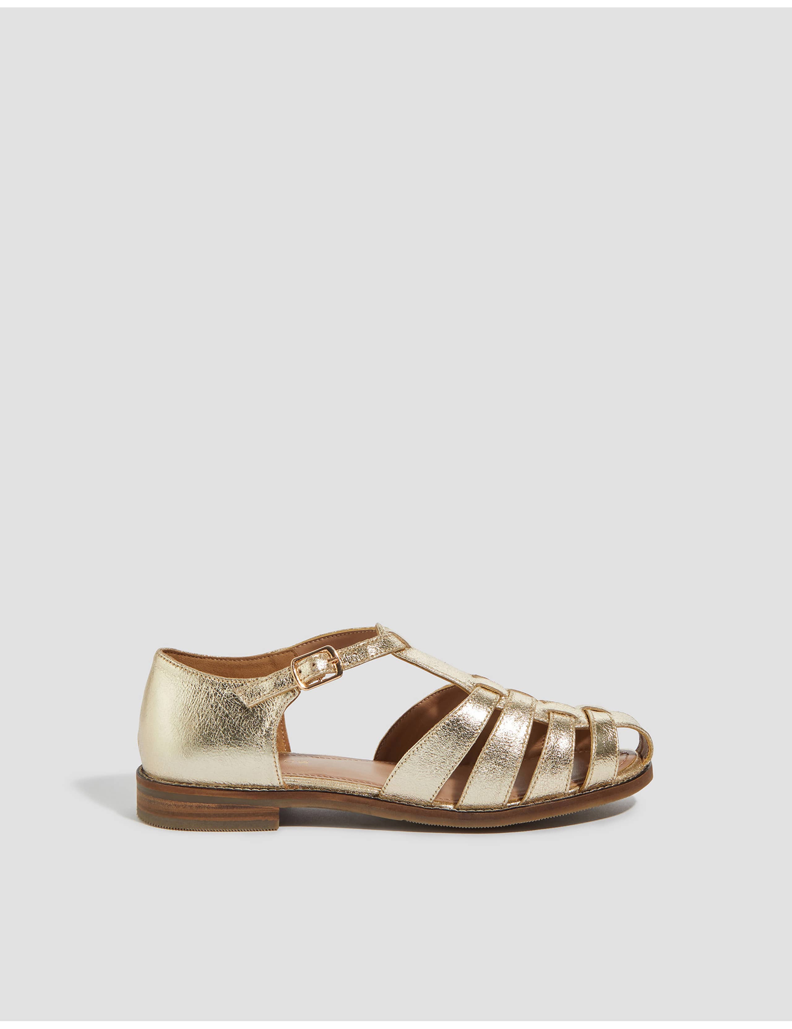 Leather Metallic Fisherman Sandals