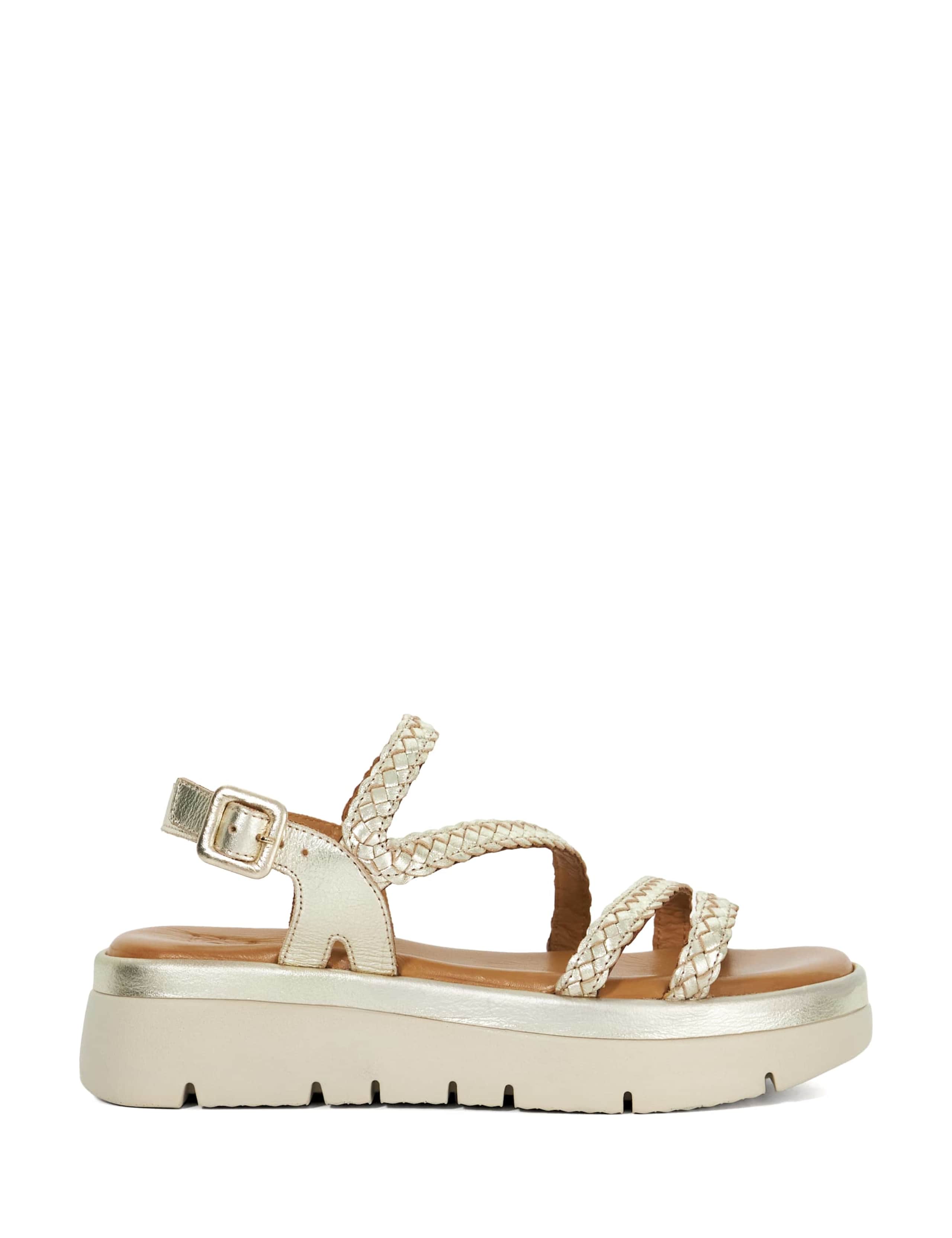 Leather Woven Strappy Flatform Sandals