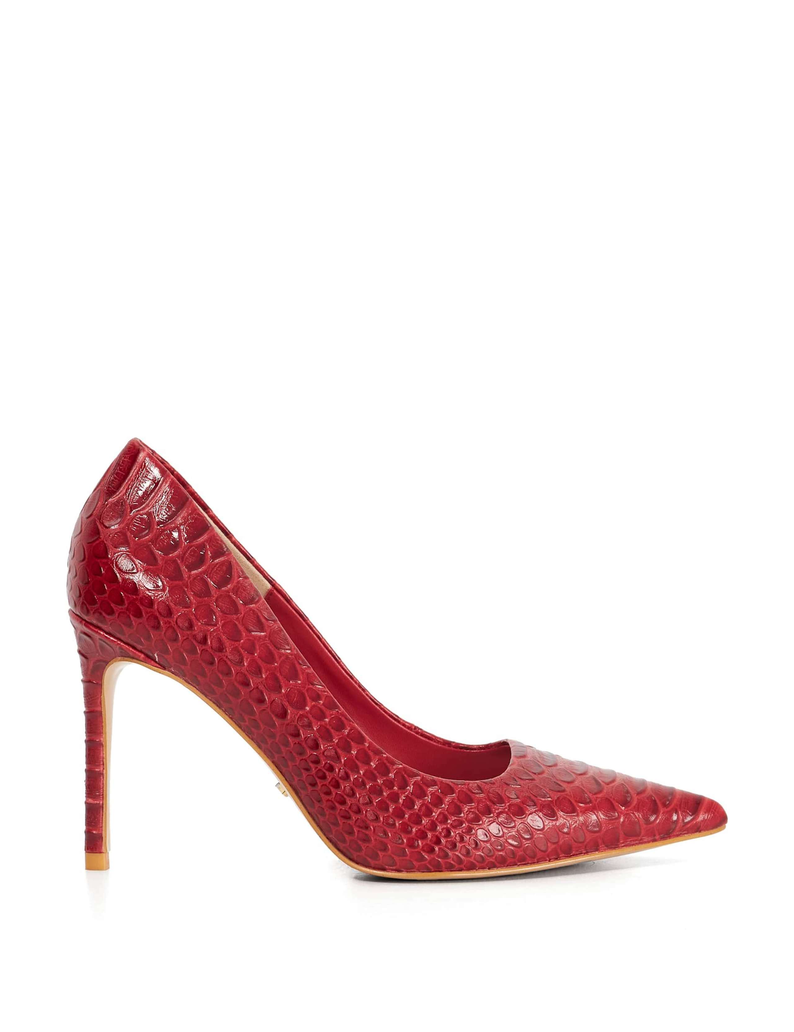 Leather Croc Stiletto Heel Court Shoes