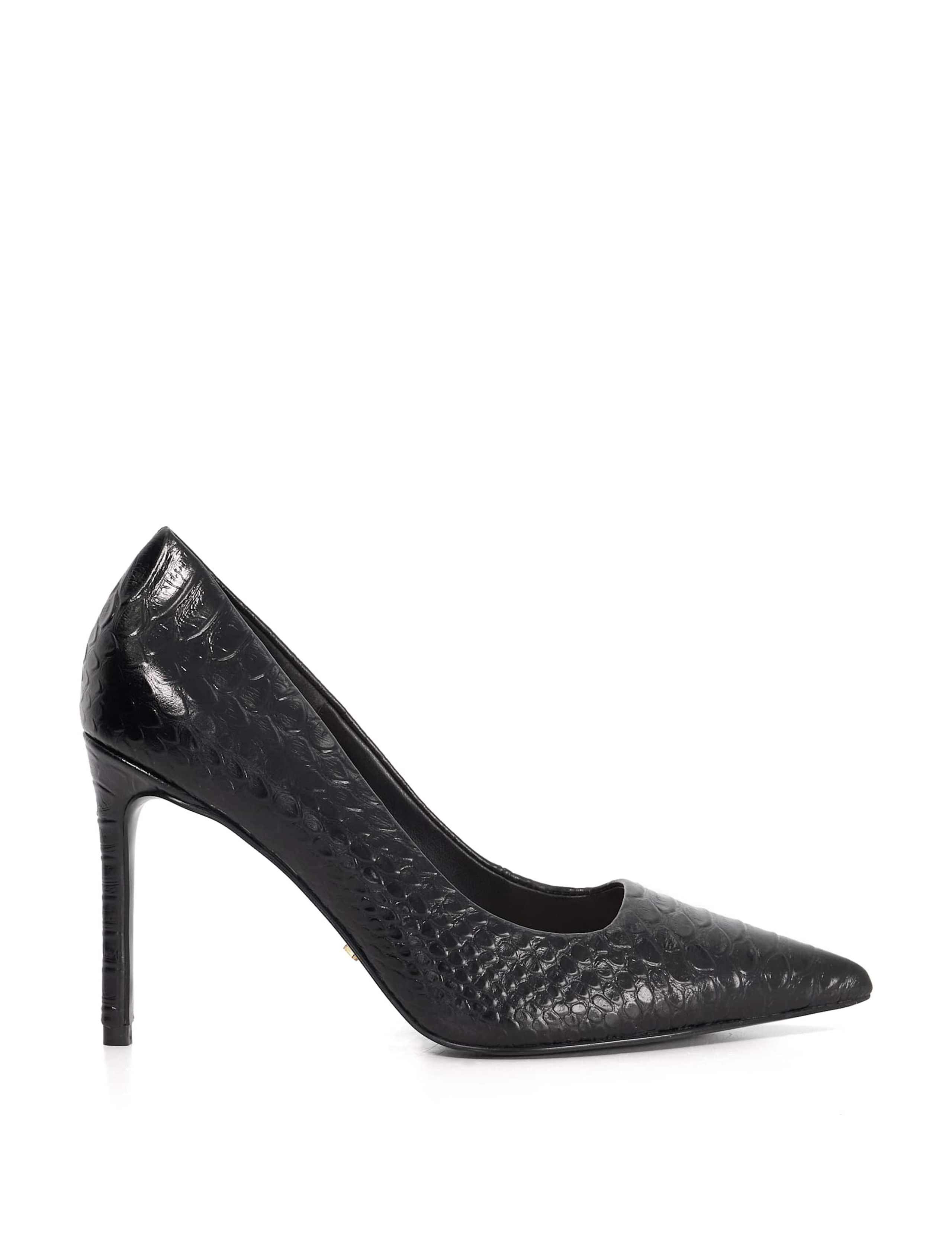 Leather Croc Stiletto Heel Court Shoes